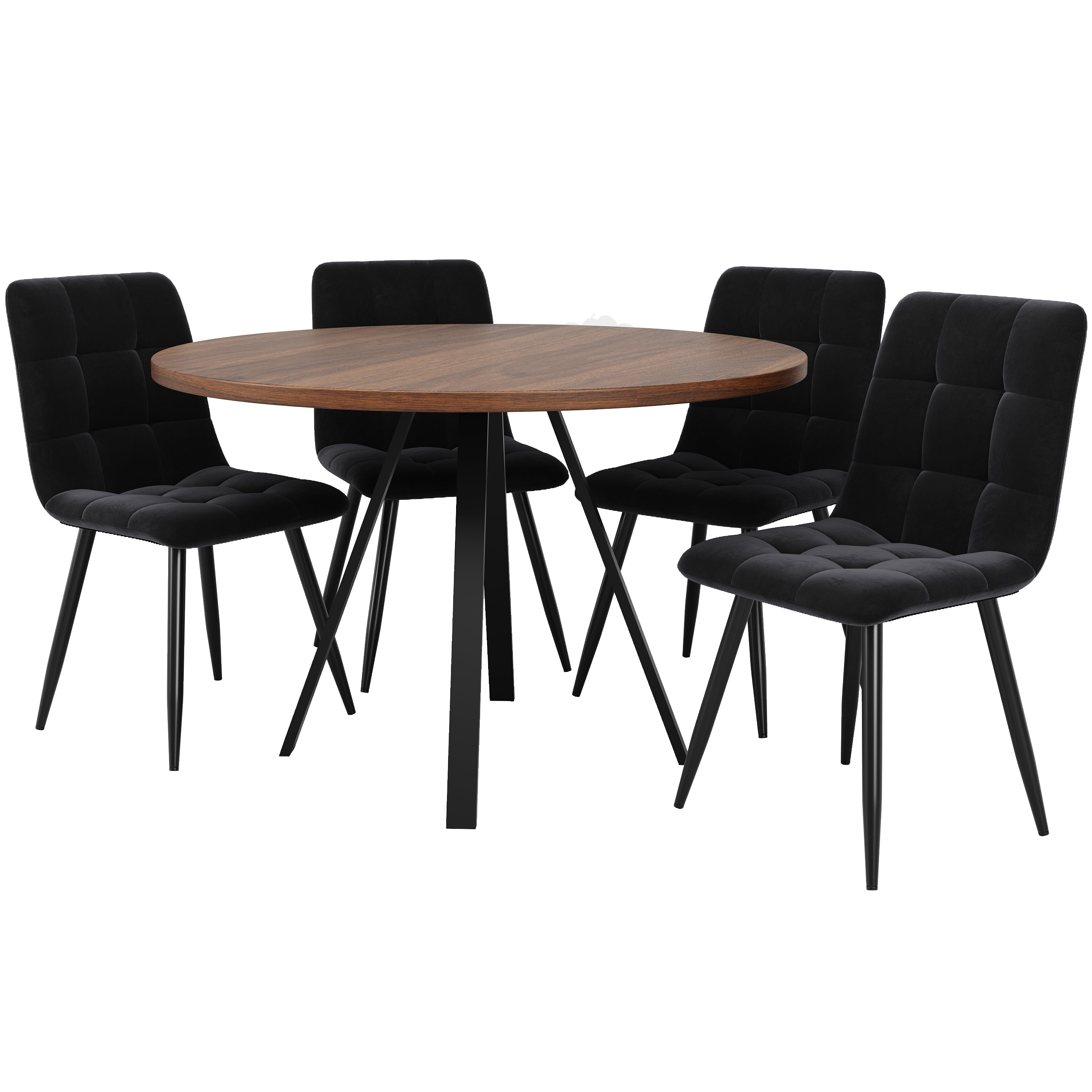 Logidon Ronde Eettafel Diameter 80 cm Walnoot Zwarte Poten