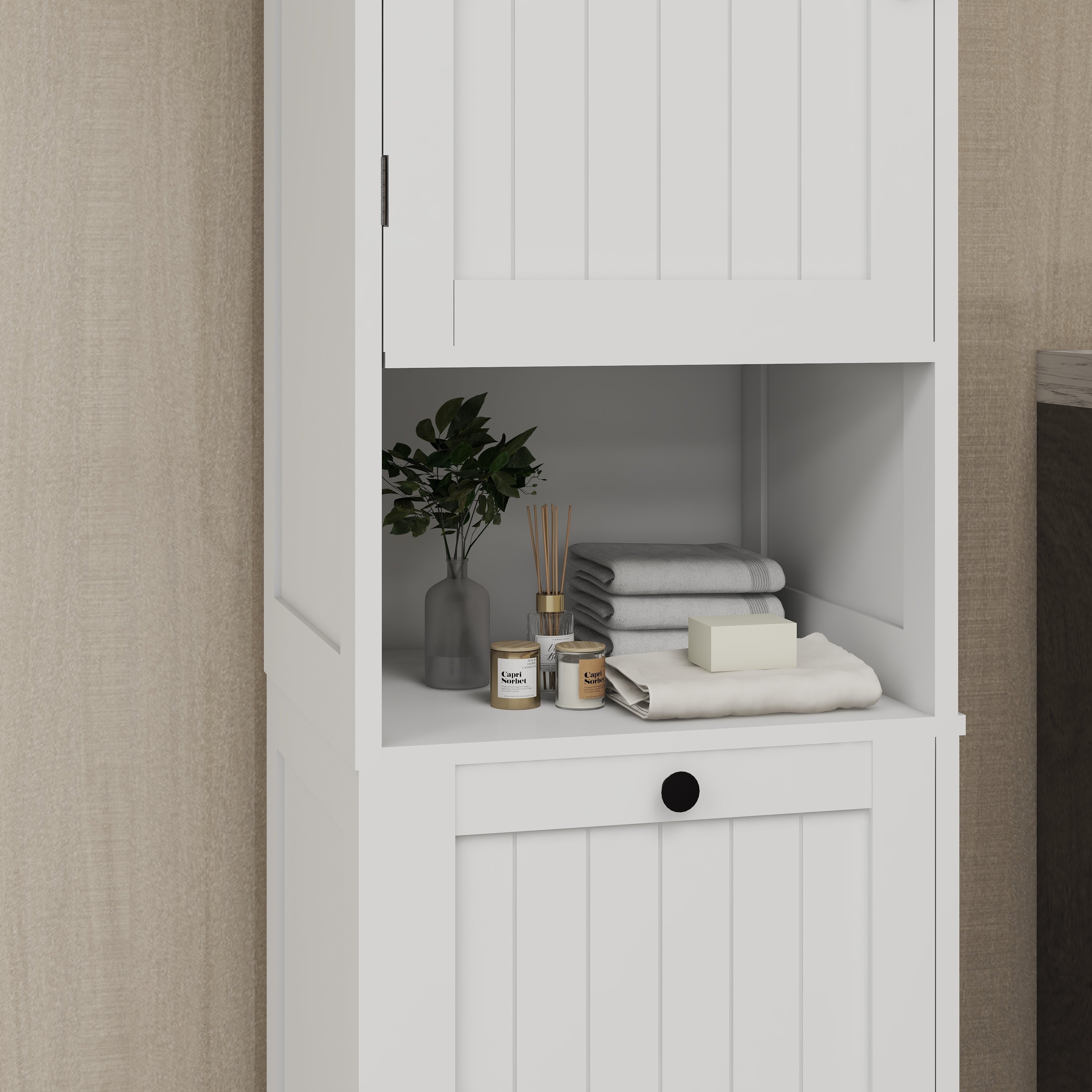 Logidon Witte wassorteerkast 140 cm kanteldeur met planken