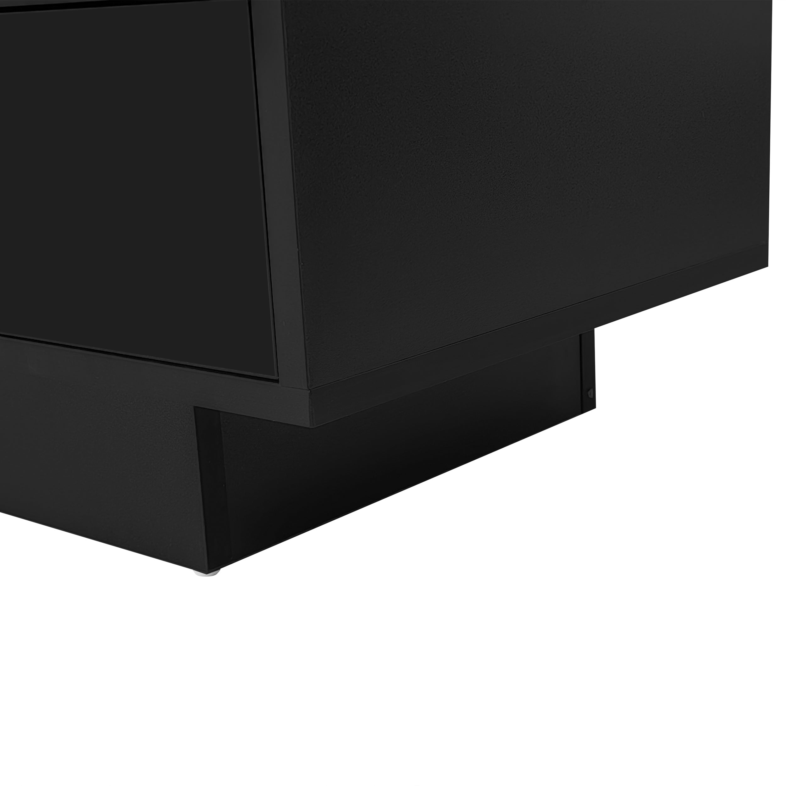 Logidon zwarte tv-standaard met glazen planken LED-app-bediening