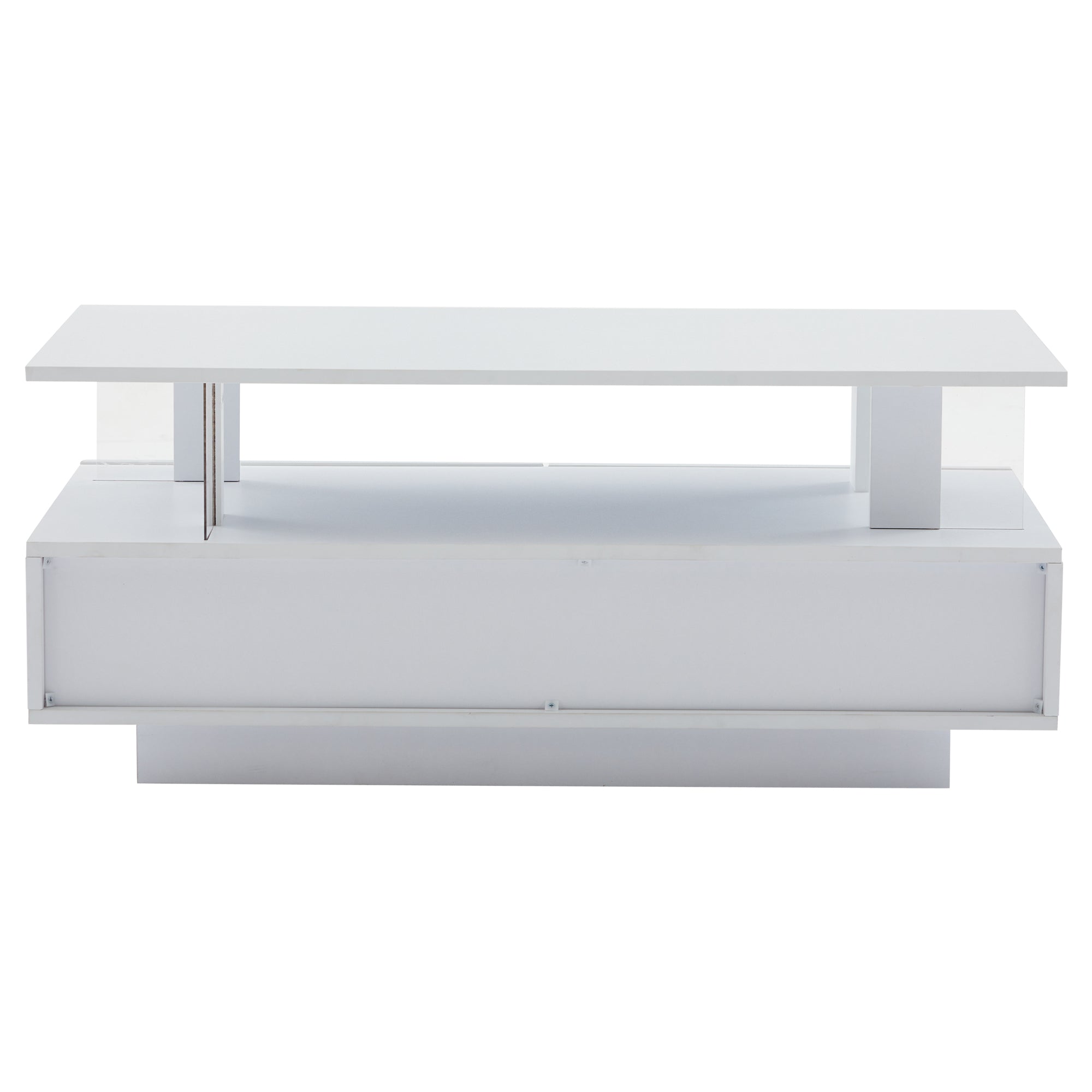Logidon Witte LED Salontafel met Opbergruimte Bluetooth App Bediening 100x50x42 Cm