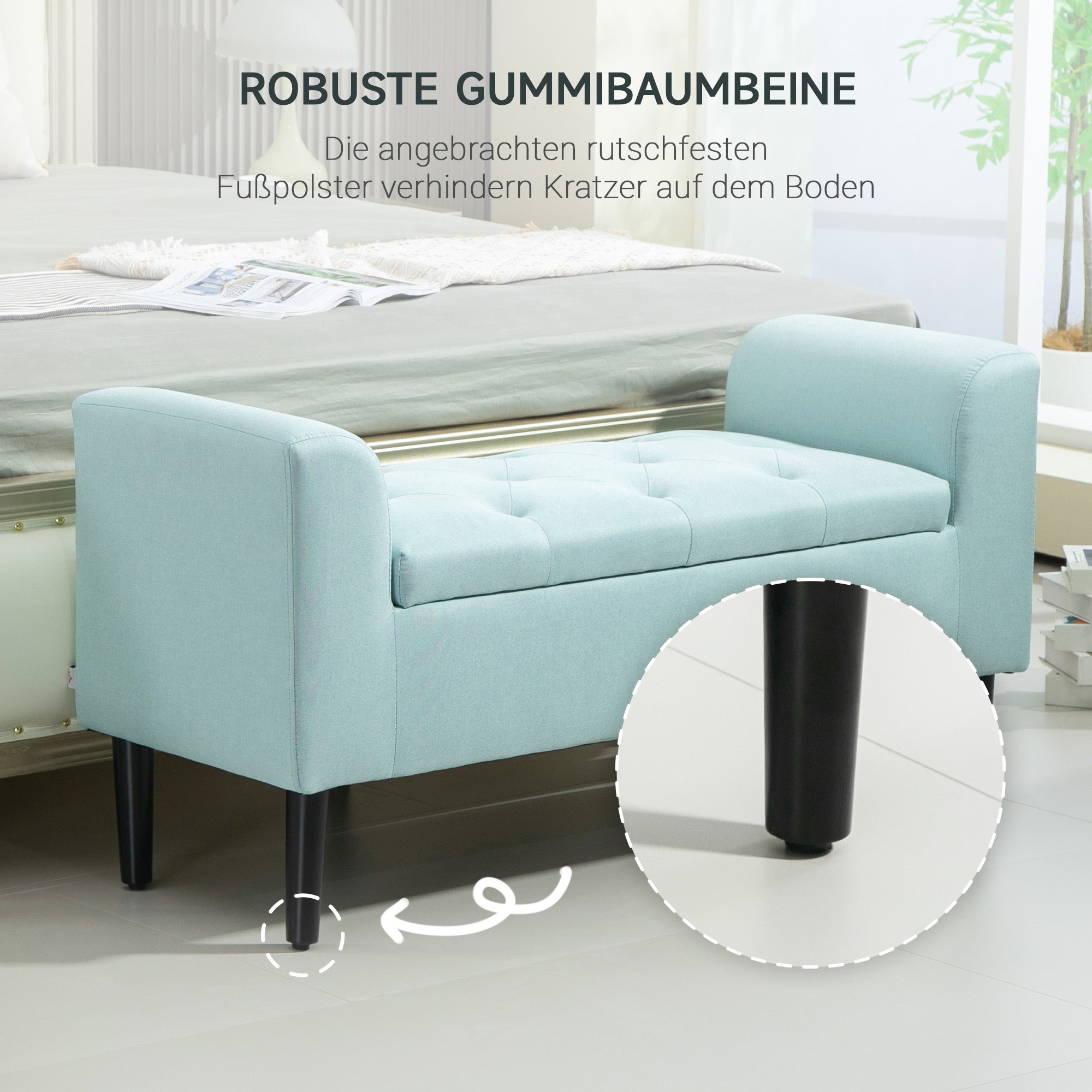 Logidon Groen Gestoffeerde Bank Met Opbergruimte Fluweellook 100x40x44 cm