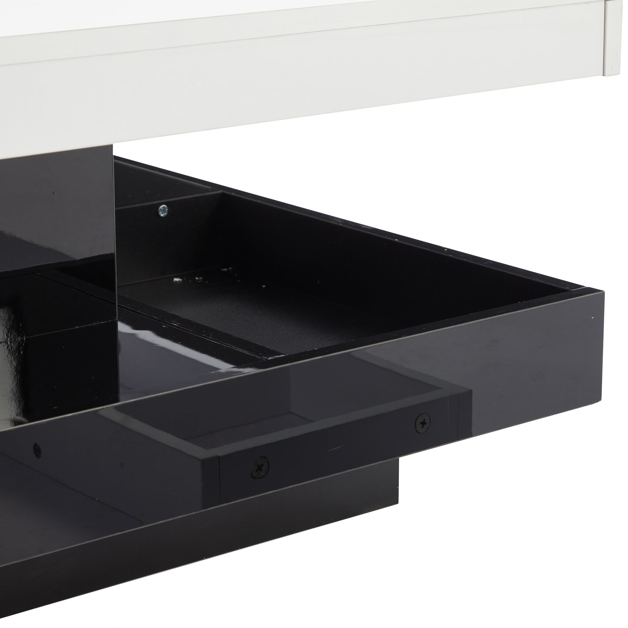 Logidon Draaibare Salontafel Wit Blad Zwart Onderstel 70x70x36
