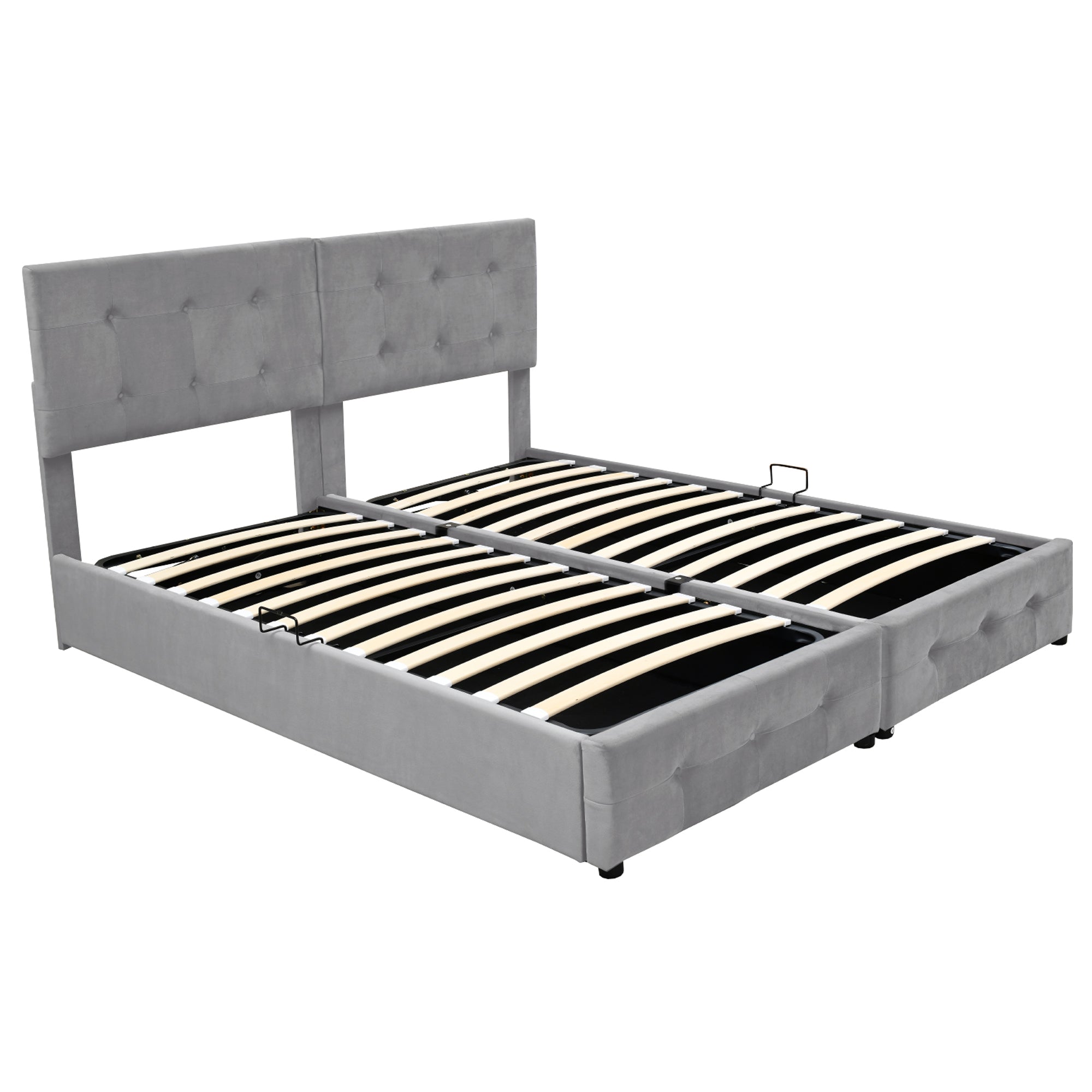 Logidon gestoffeerd bed 180x200 cm grijs hydraulische opbergruimte