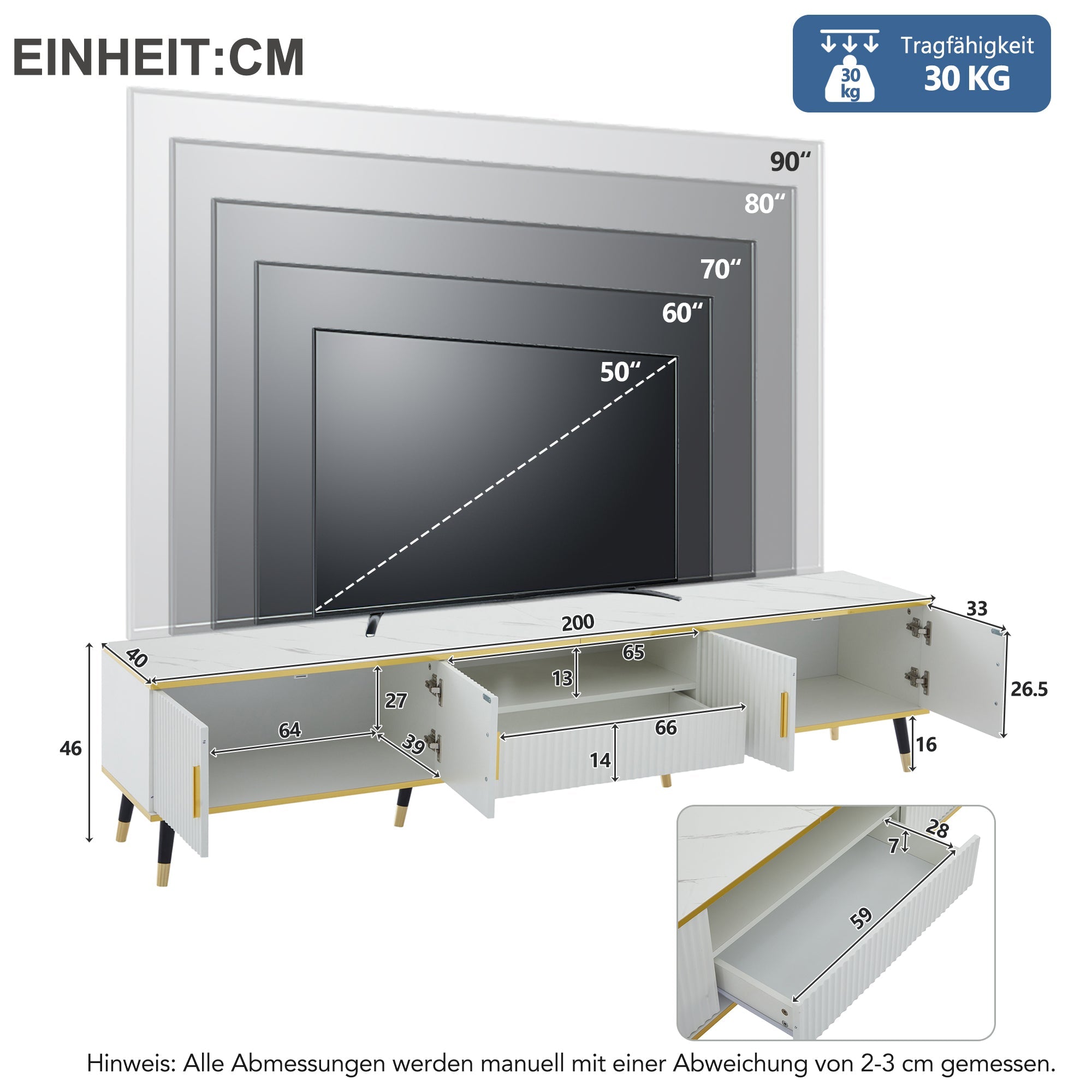 Logidon Modern TV-meubel Wit Marmerlook 200x40x46 cm