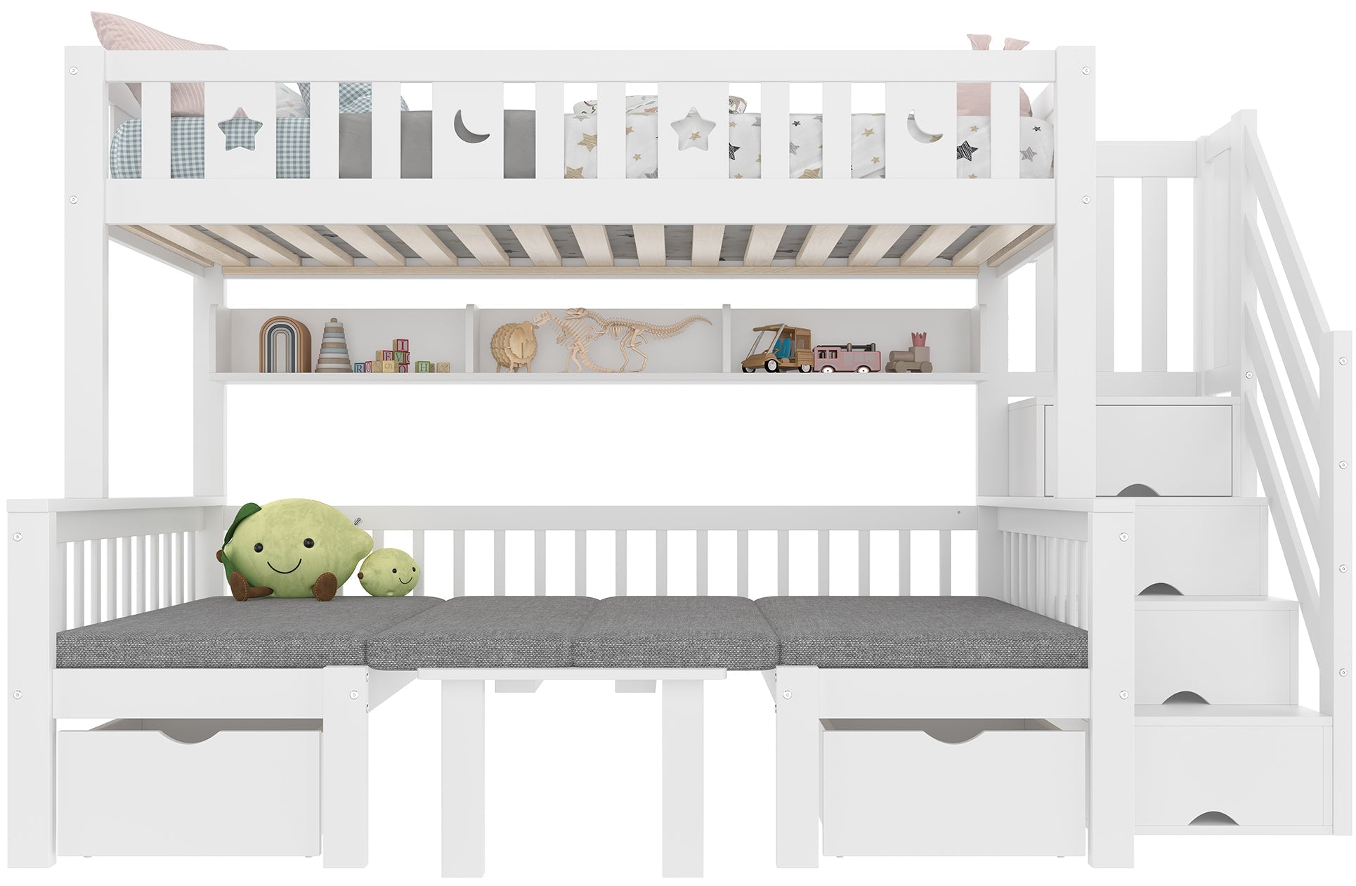 Logidon hoogslaper 90x200 cm wit 2-in-1 bed en bureau