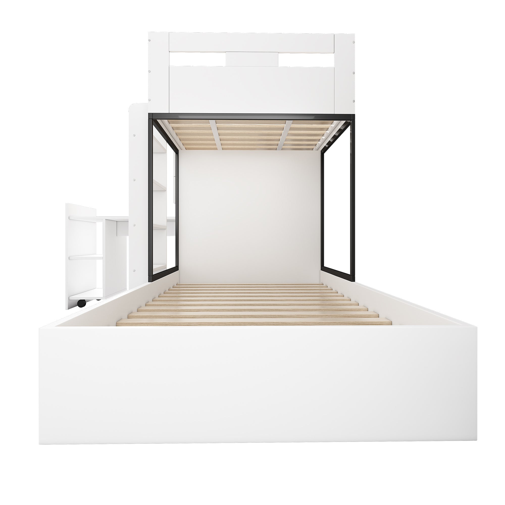 Logidon stapelbed met uitschuifbaar bureau en kledingkast wit 90x200