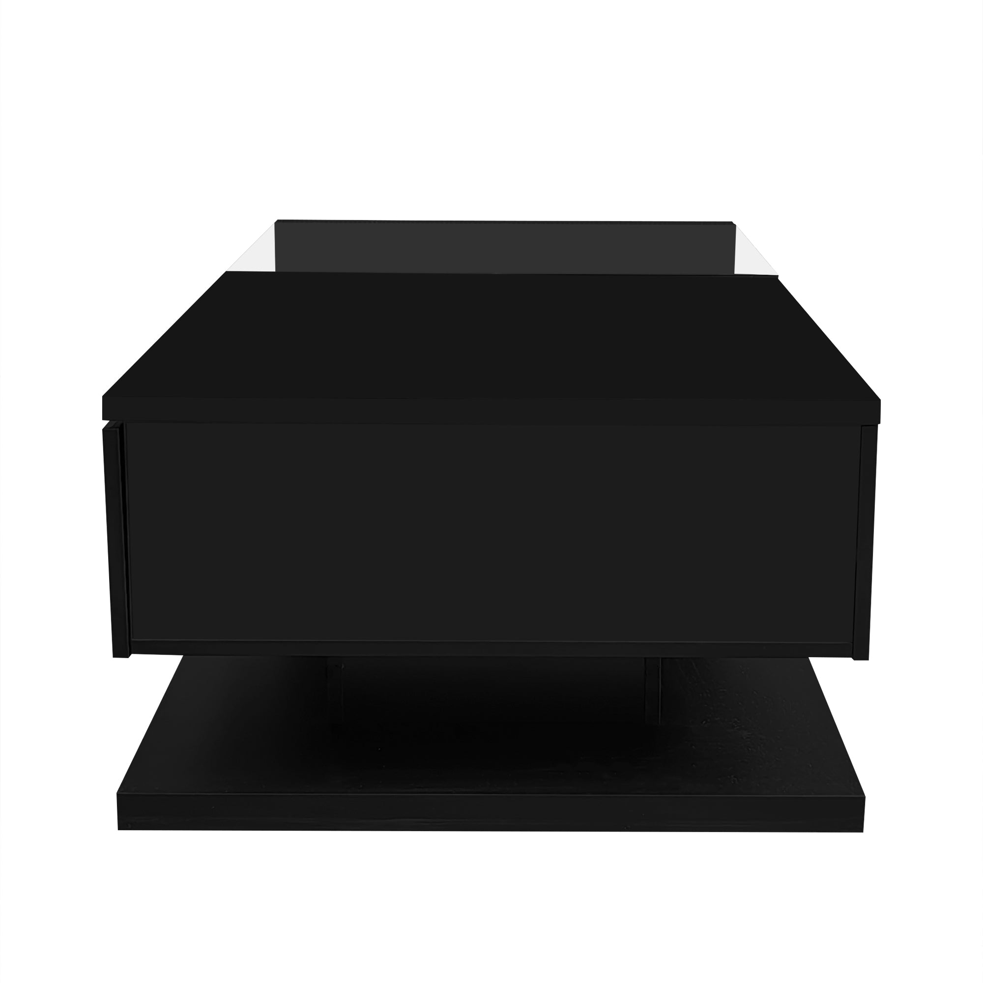 Logidon salontafel hoogglans zwart met glas en LED effect 105 cm