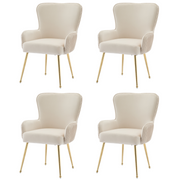 Logidon fluwelen eetkamerstoelen set van 4 beige met goudkleurige metalen poten