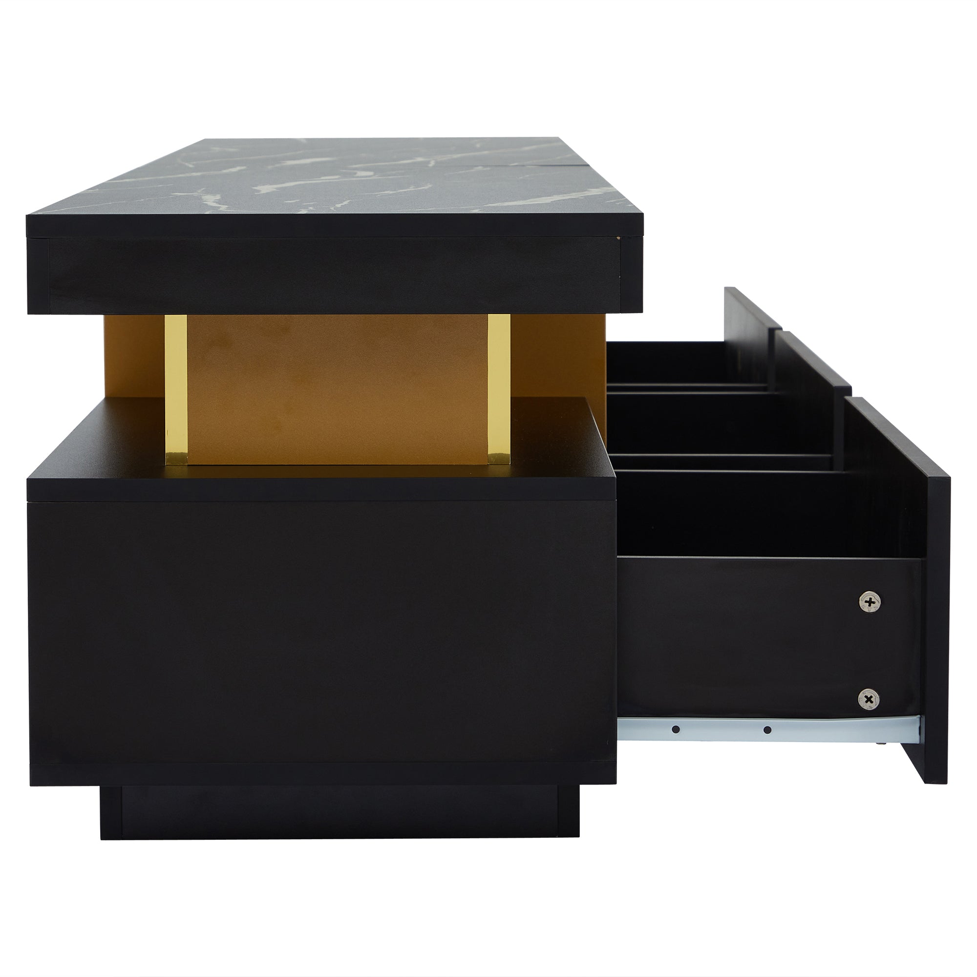 Logidon Zwarte tv-wandmeubelset 2 tv-kast salontafel marmerlook
