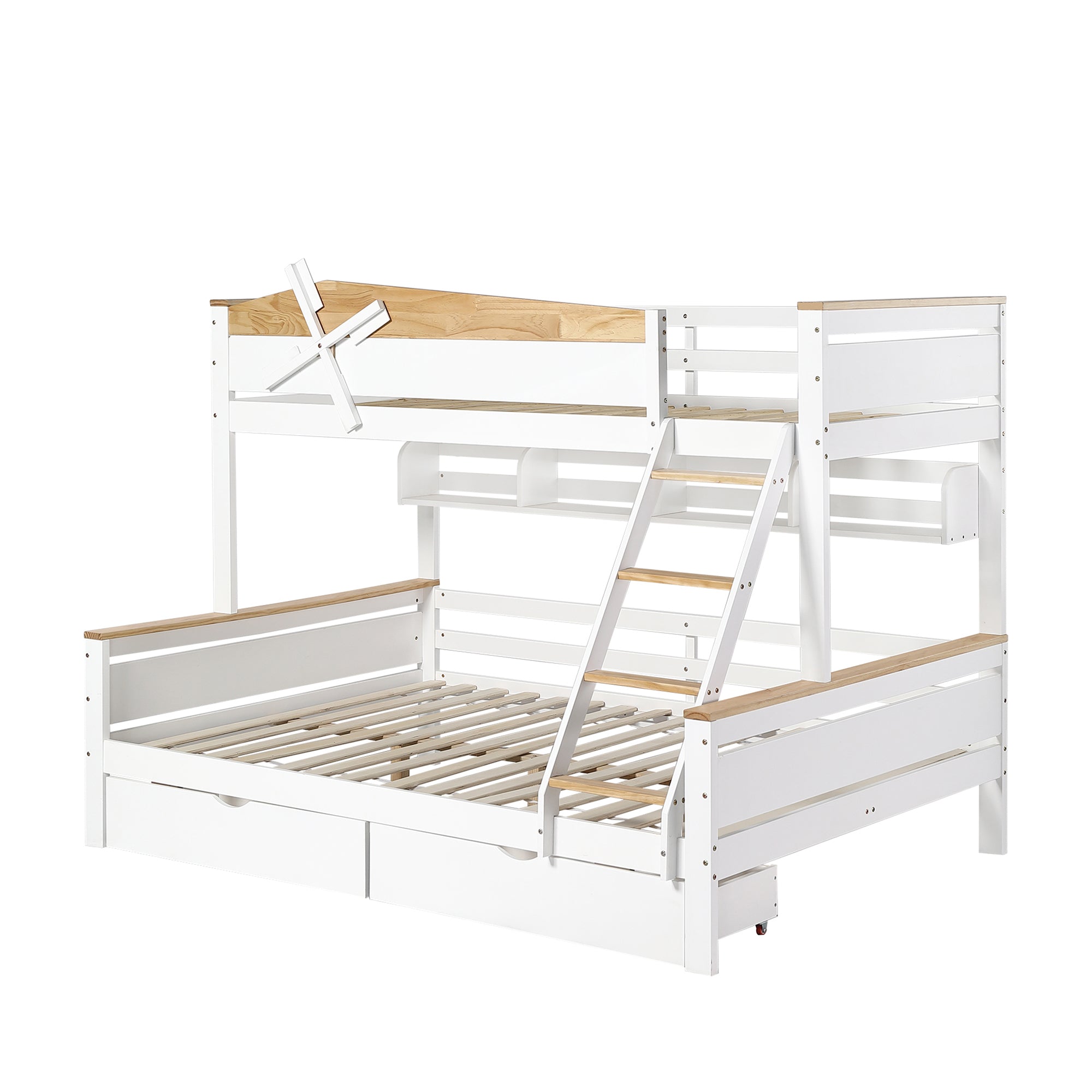Logidon Stapelbed Met Molen Wit Naturel 90x200 cm en 140x200 cm