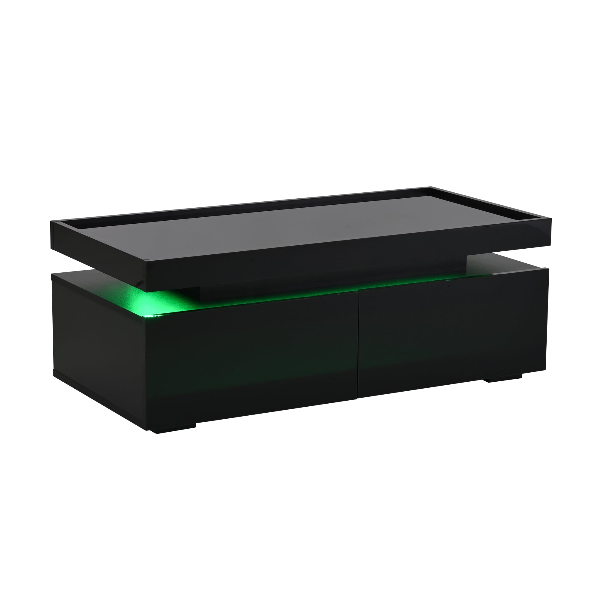 Logidon hoogglans salontafel 95x45x35 cm met LED verlichting zwart