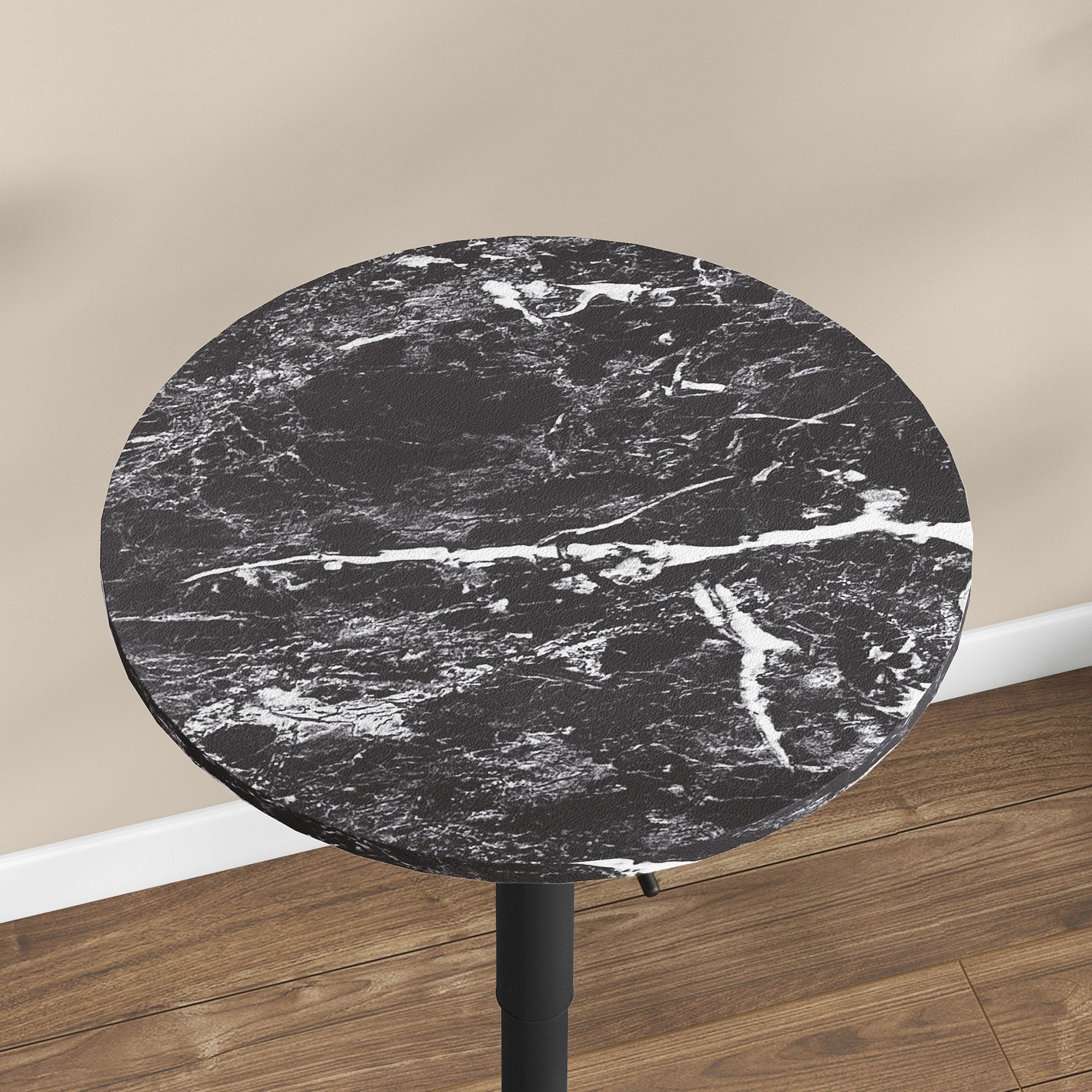 Logidon Ronde Bartafel Marmerlook Zwart Verstelbaar 60 cm 68-93,5 cm