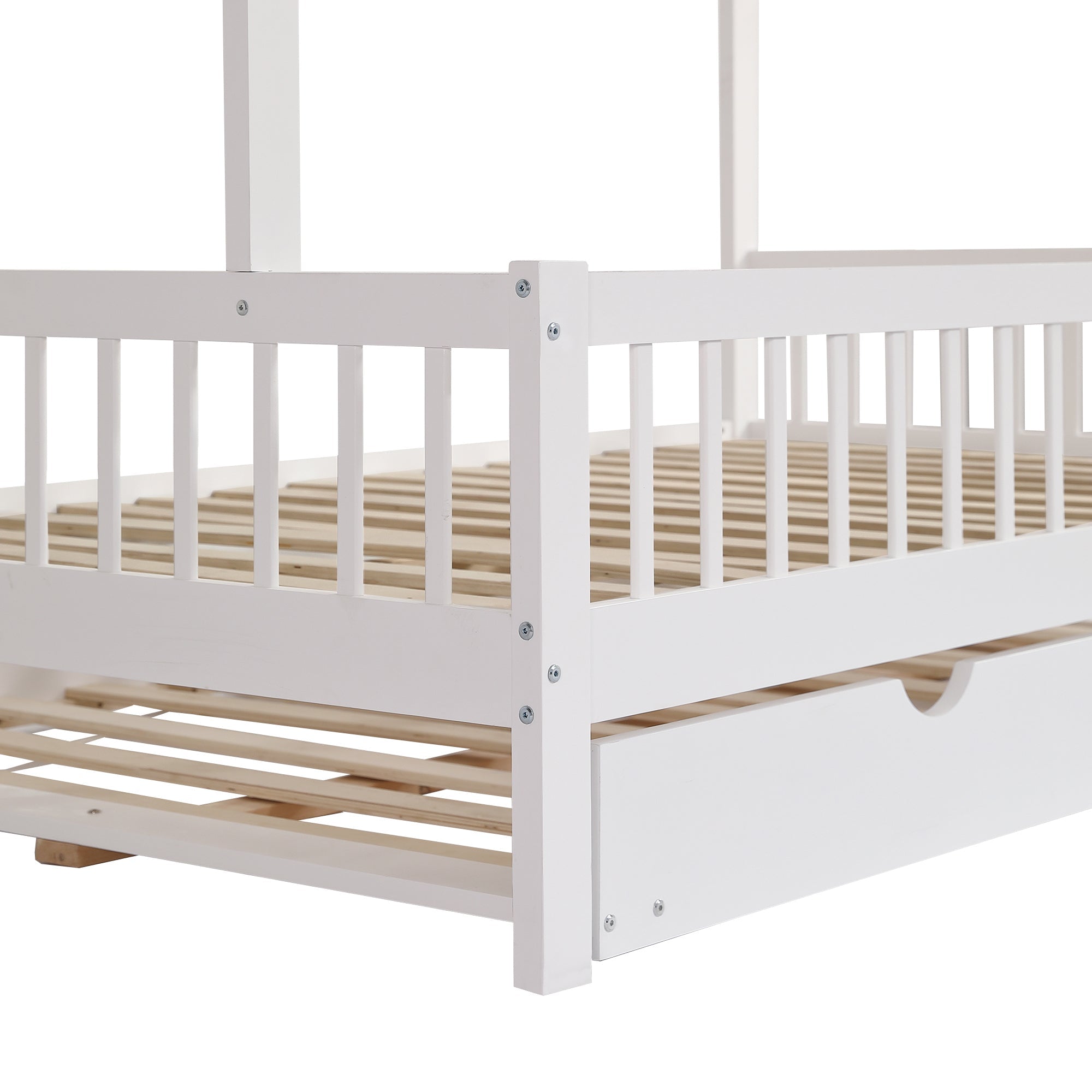 Logidon huisbed met onderschuifbed wit grenen MDF 120x200/190