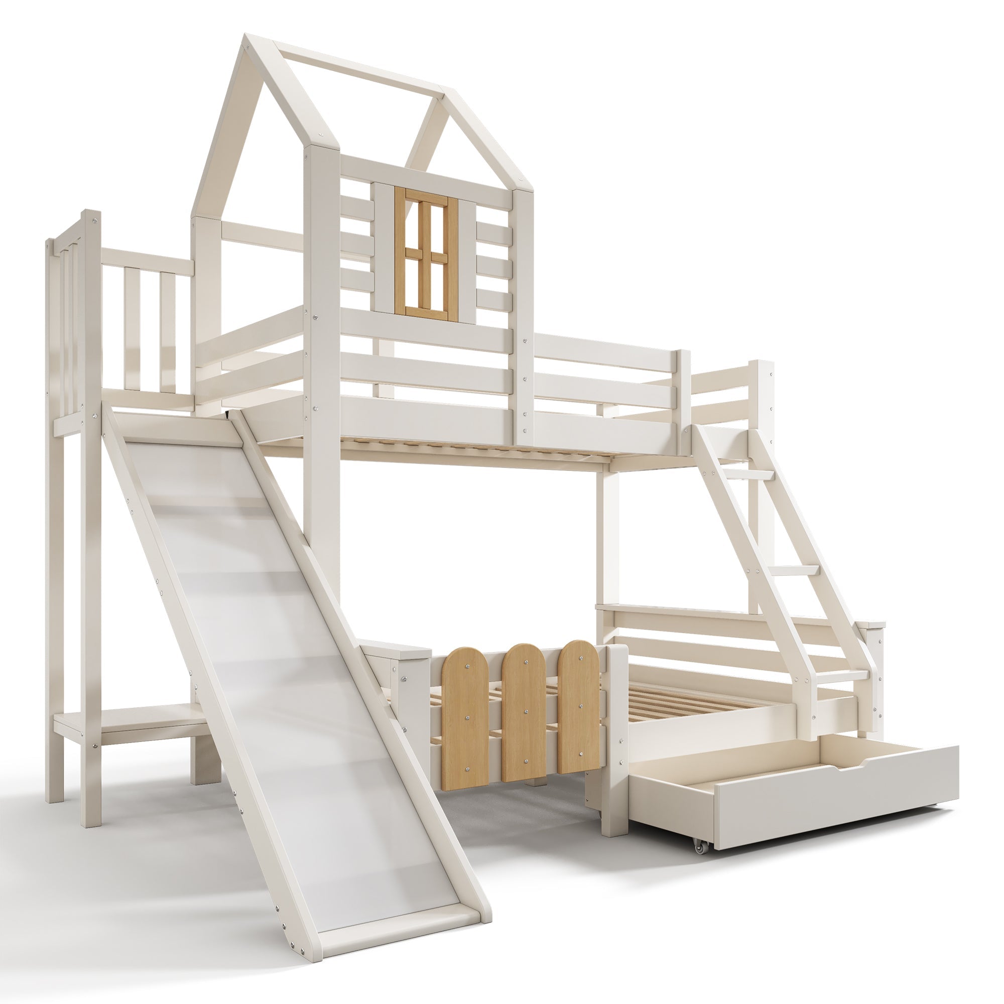 Logidon stapelbed 90x200/140x200 schuiflaadladder blokhut design