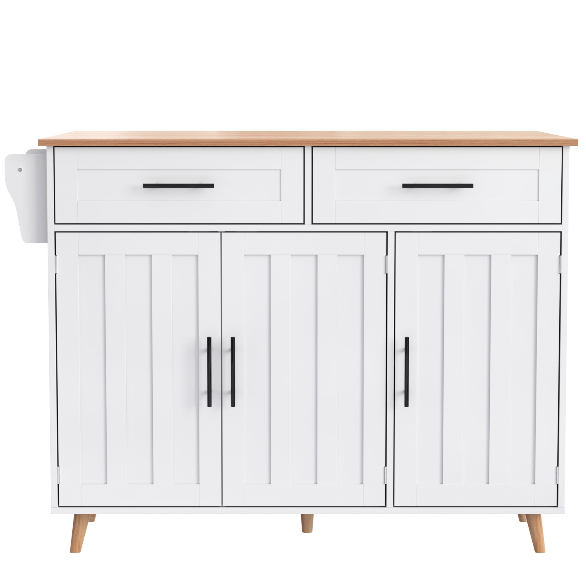 Logidon keukeneiland 129x46 cm met opklapbaar tafelblad, 5 wielen, wit