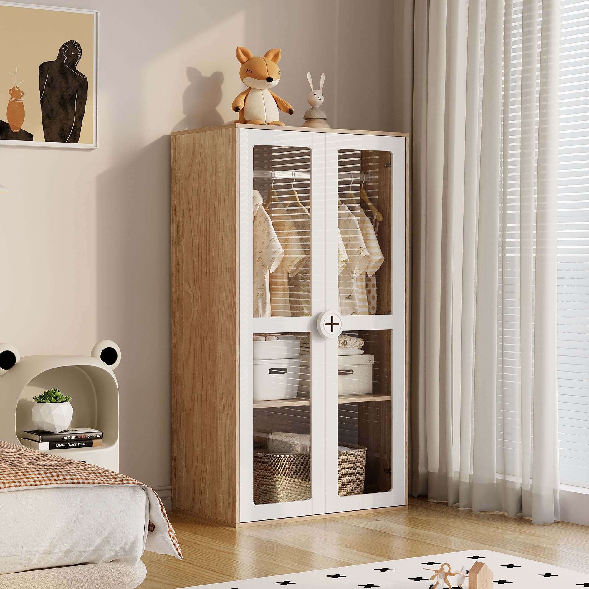Logidon Kledingkastset Wit Met Glazen Deur 80x50x150 cm