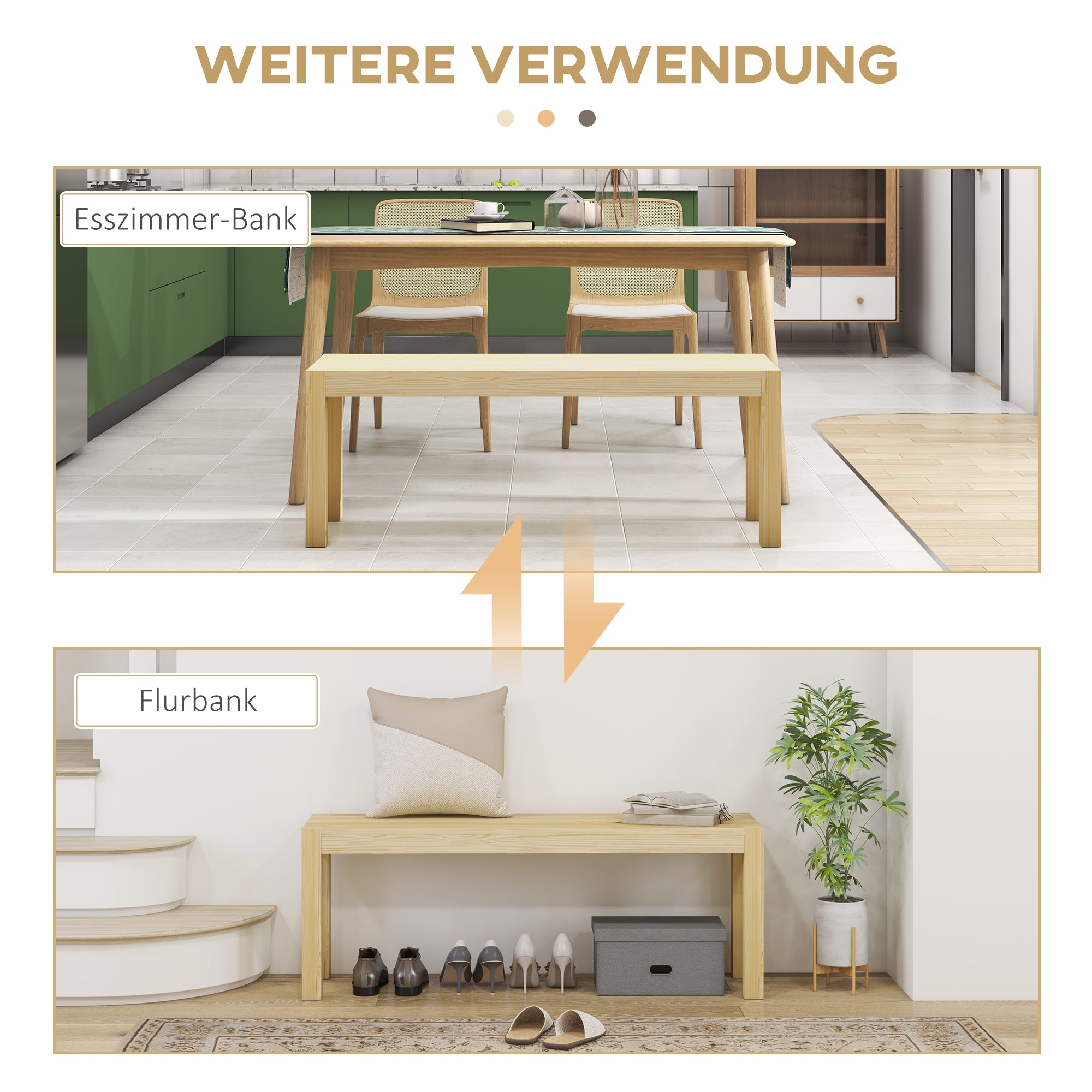 Logidon HOMCOM bank 2 zits naturel 120x33x45 cm