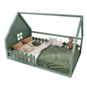 Logidon vlakbed groen 140x200 cm met huisrail en railing