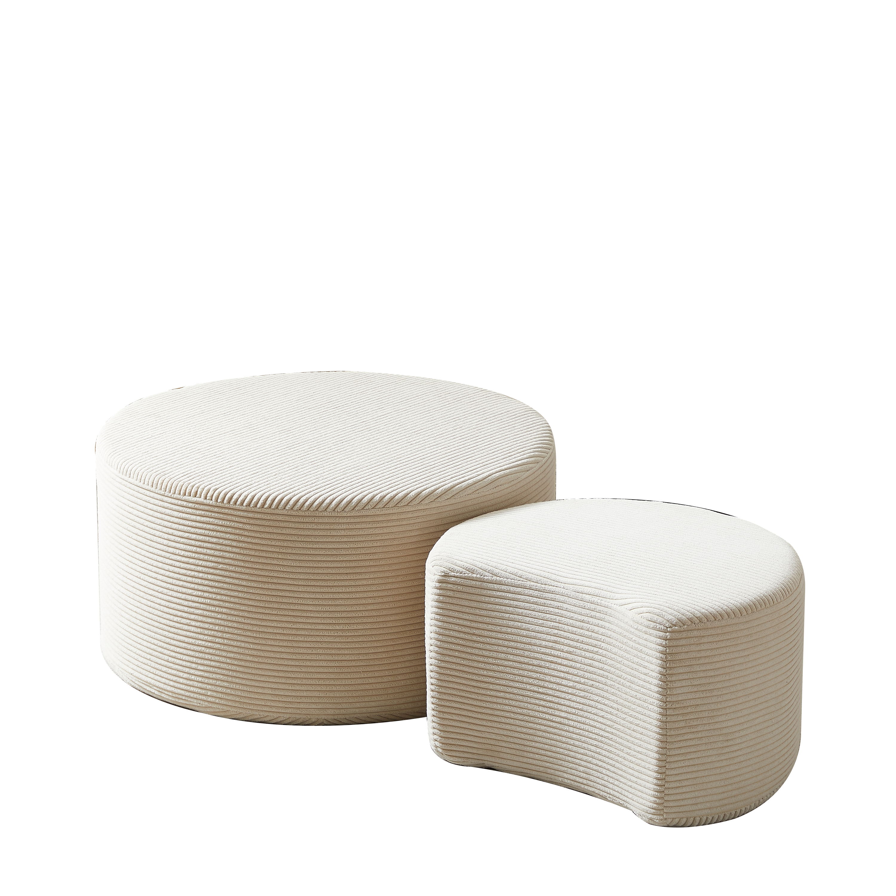 Logidon salontafelset van 2 rond gewatteerde beige stof