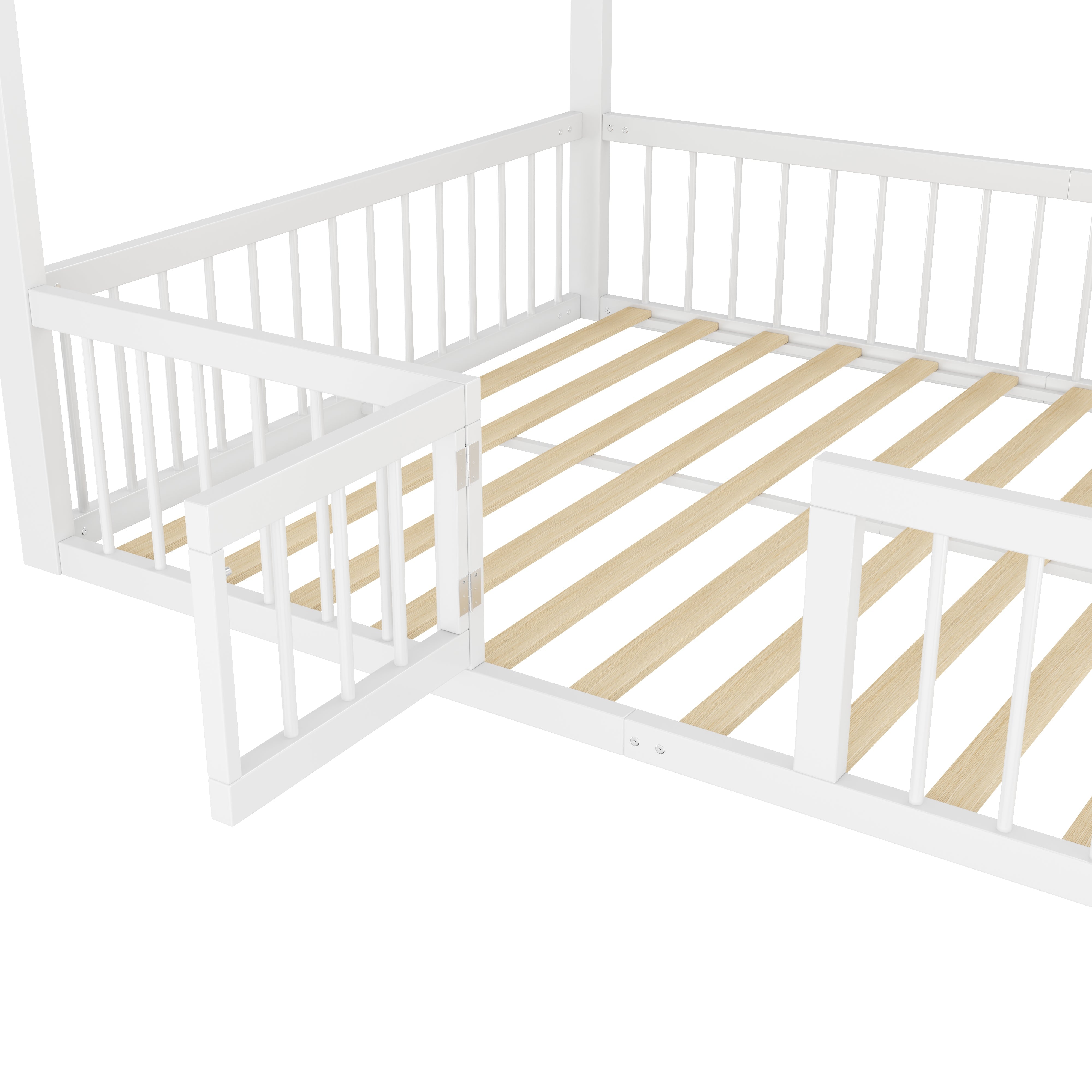 Logidon metalen bed 140x200 wit plat bed met dakframe