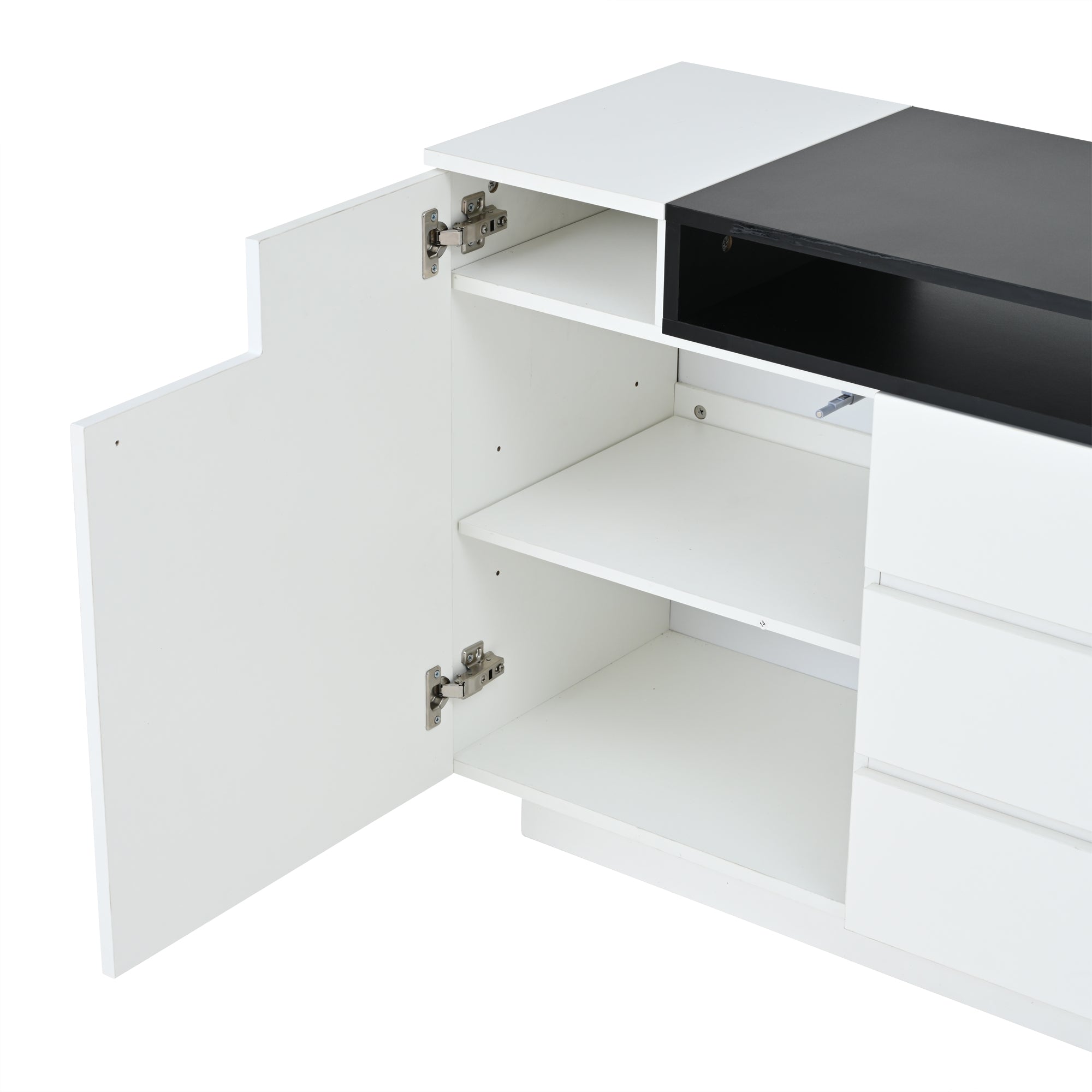 Logidon wit hoogglans dressoir 140 cm met LED, 2 deuren, 3 lades
