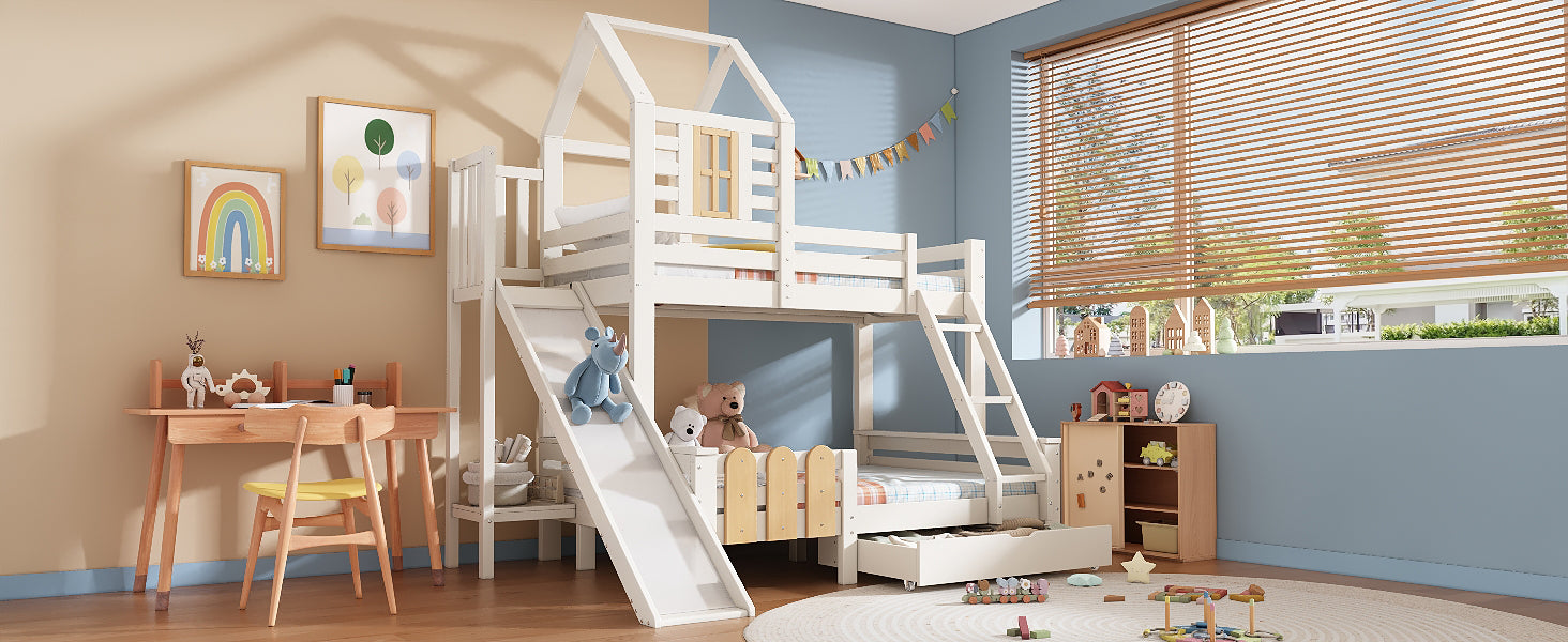 Logidon stapelbed 90x200/140x200 schuiflaadladder blokhut design