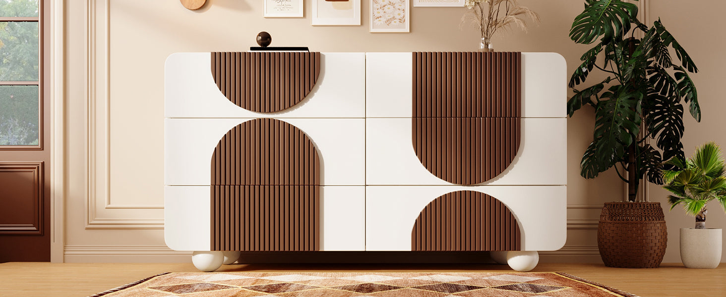 Logidon ladekast 6 lades wit bruin houten latten 121x71x41 cm
