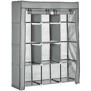Logidon fabric wardrobe light gray 125x43x162 with clothes rails 8 levels