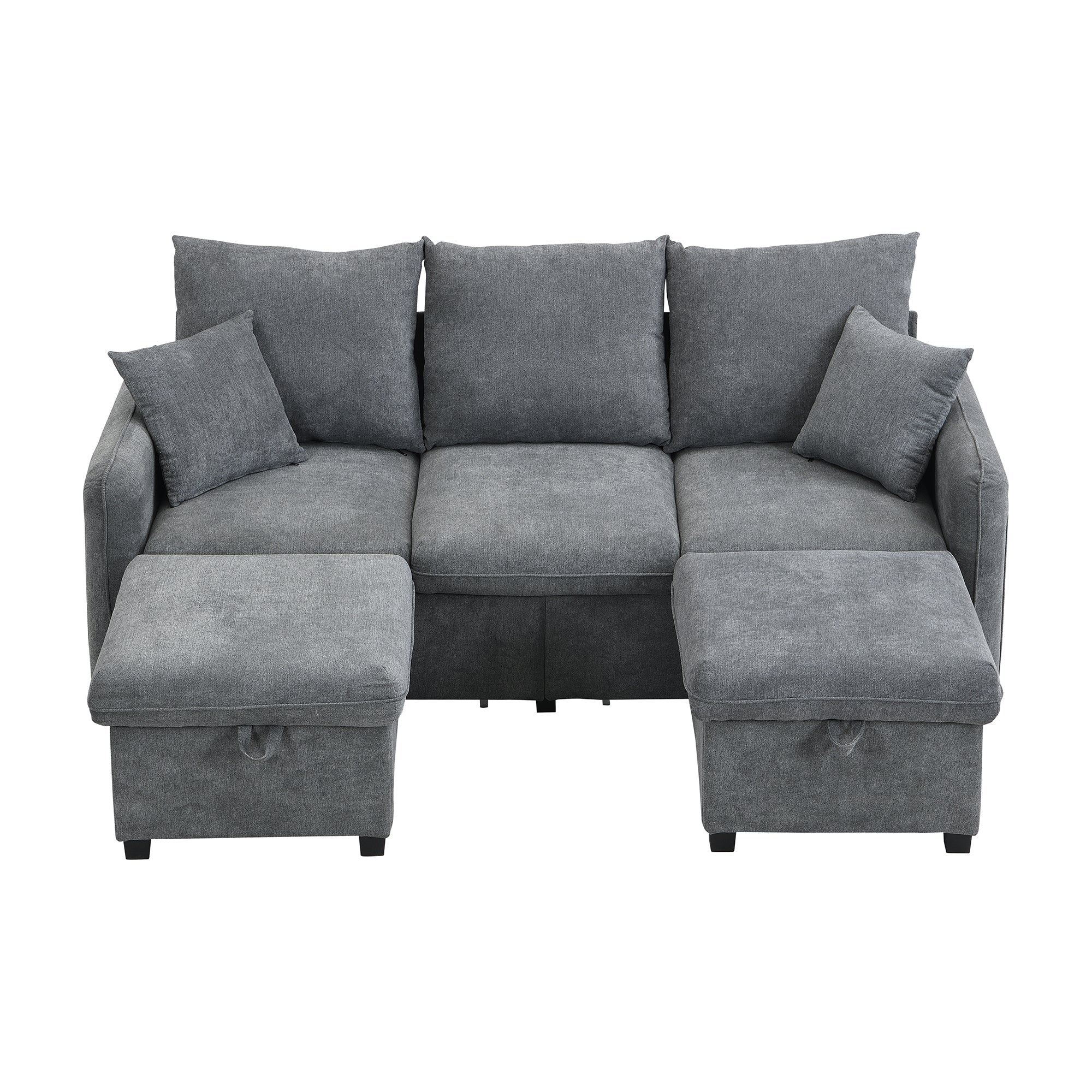 Logidon hoekbank U-vorm 3-zits grijs chenille en slaapfunctie