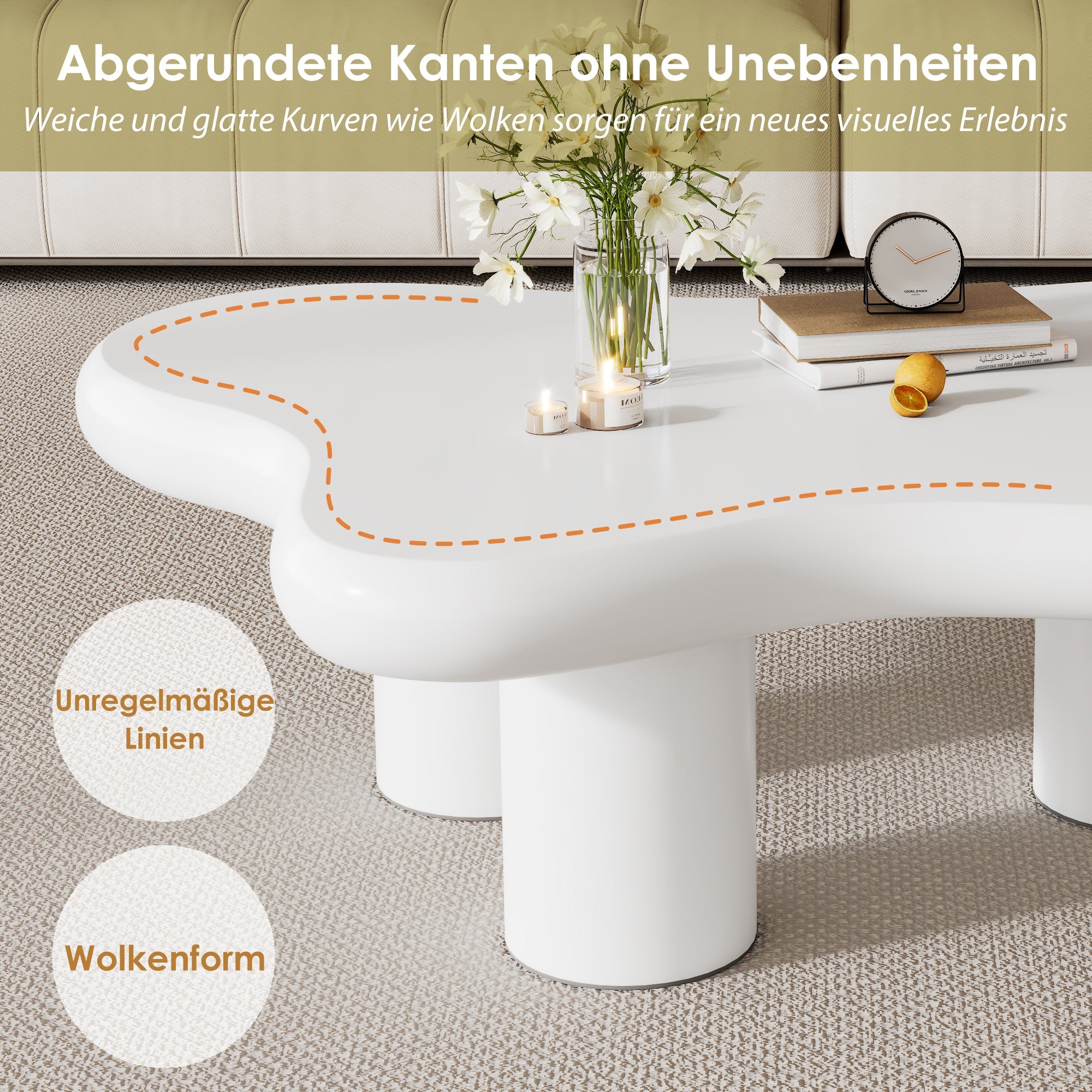 Logidon wolkvormige salontafel wit 97x67x32 cm MDF gelakt oppervlak
