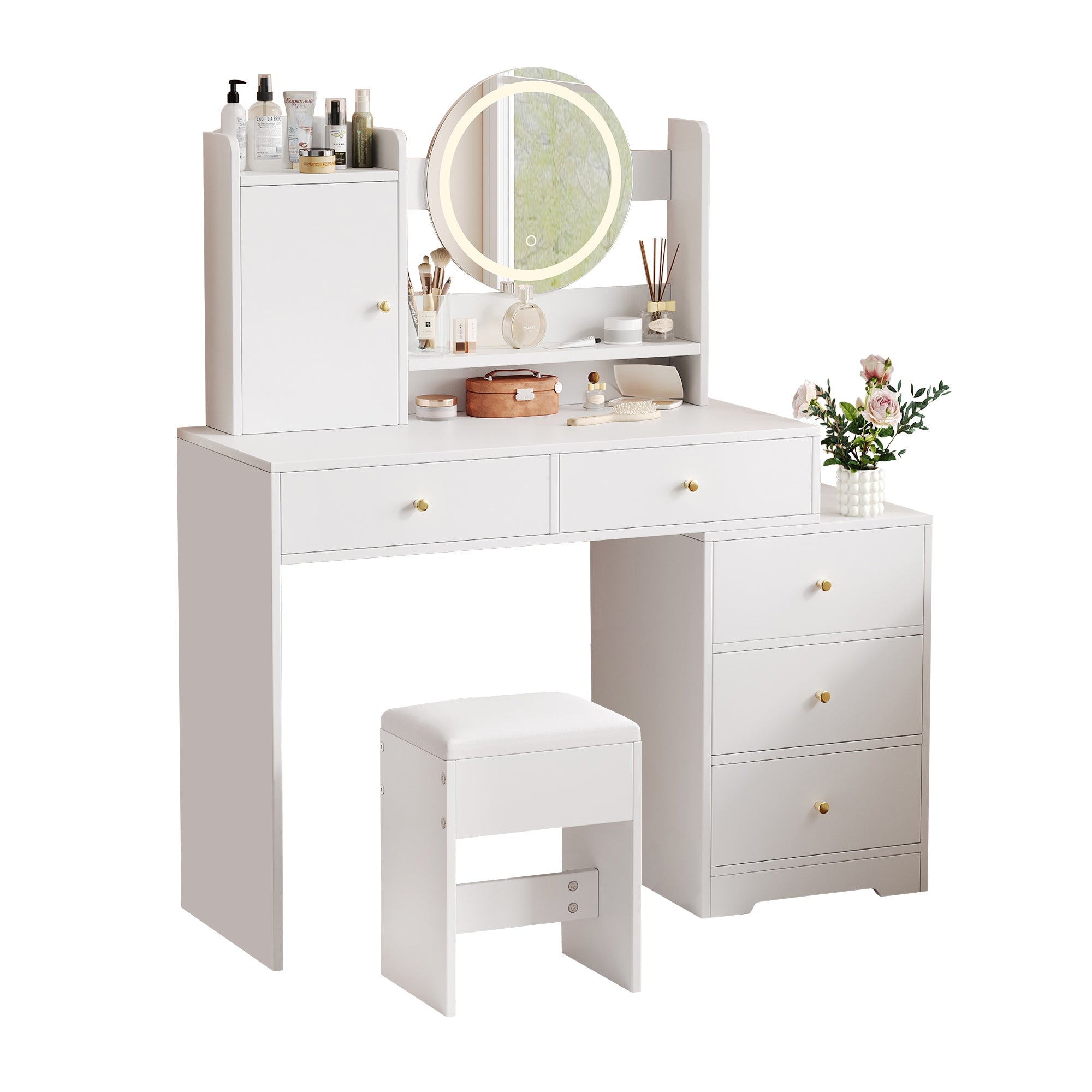 Logidon Grote Kaptafel Dimbaar LED Verlichting Wit 90x40x132 cm