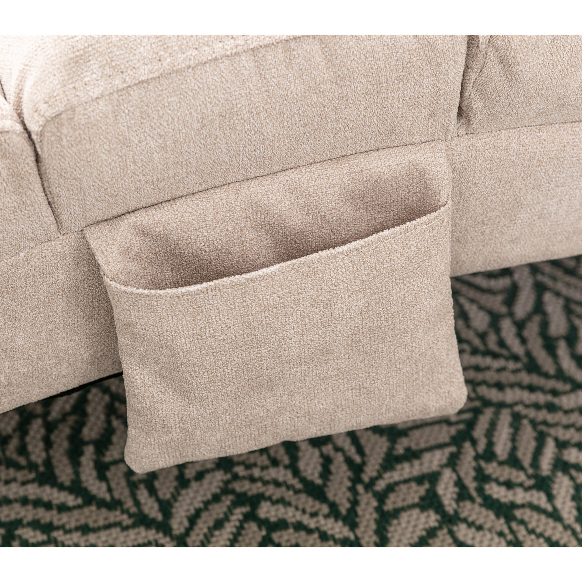 Logidon Linnen Massage Chaise Longue Beige met Afstandsbediening
