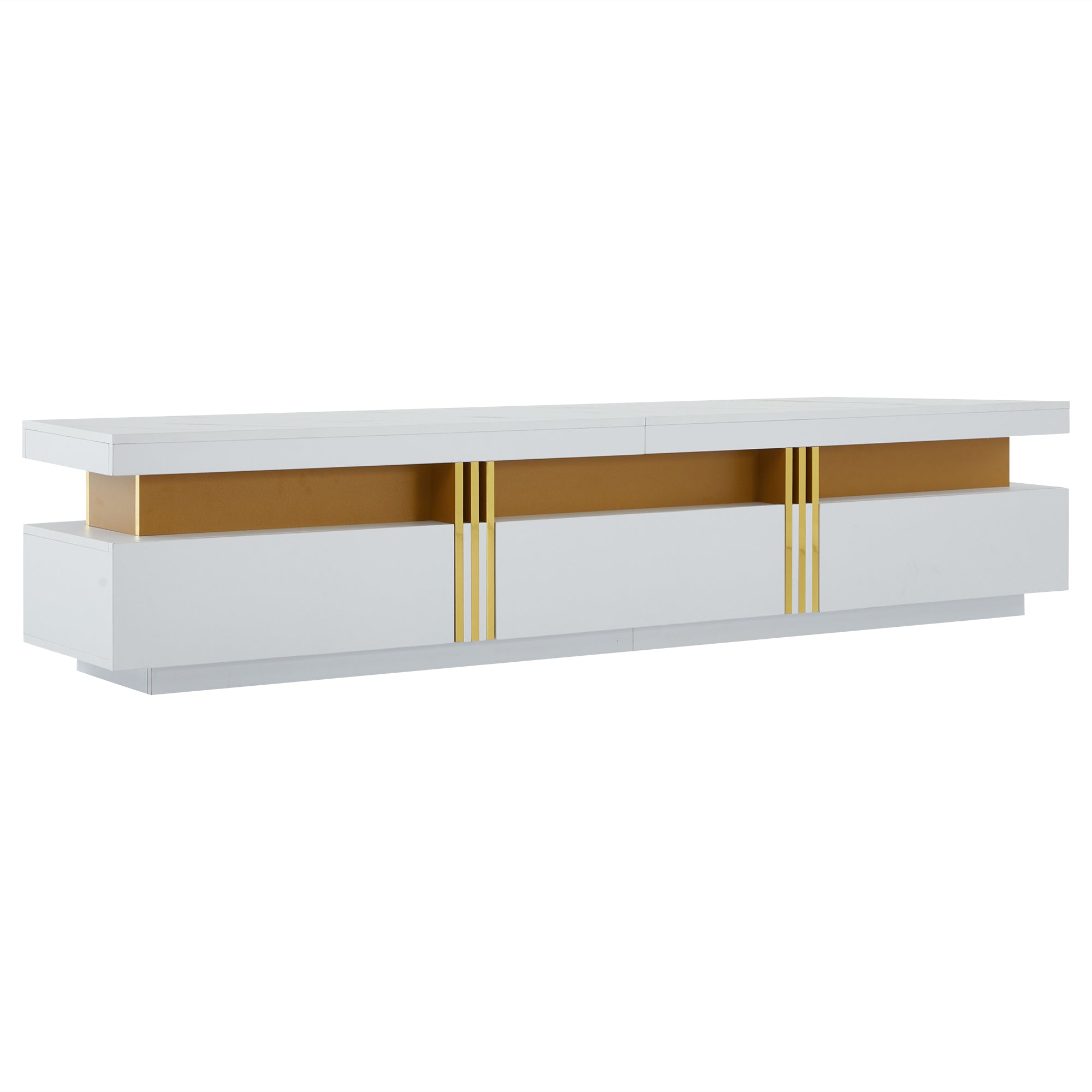 Logidon TV-meubel 200 cm marmerlook drie lades kabelmanagement