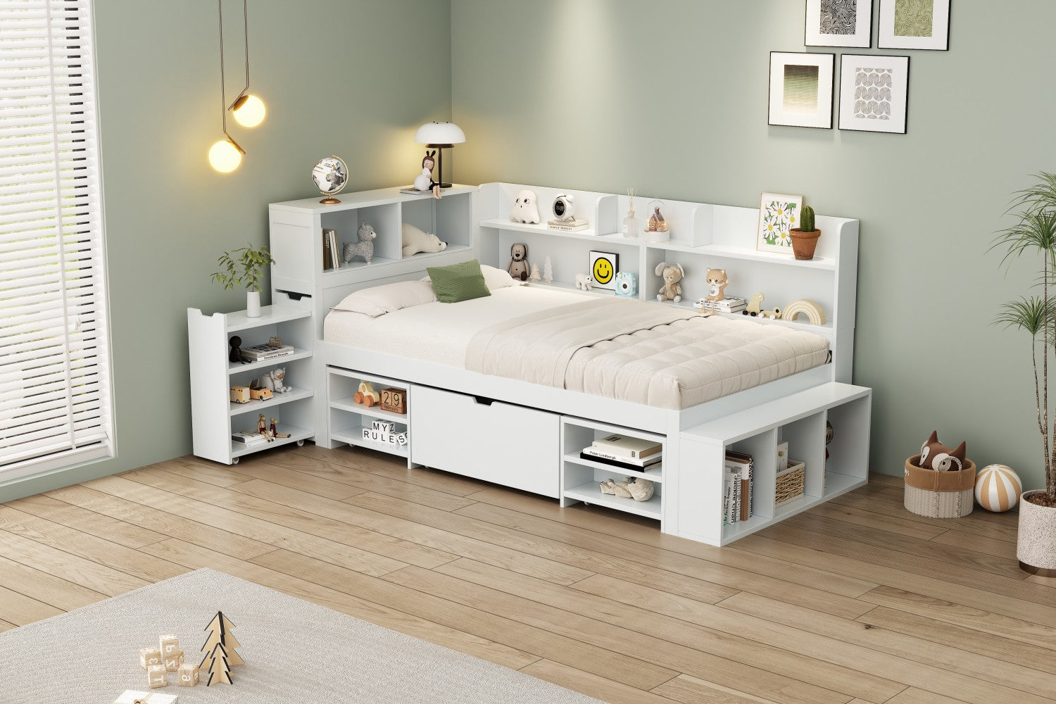 Logidon 90x190 kinderbed wit multifunctioneel bed met opbergruimte
