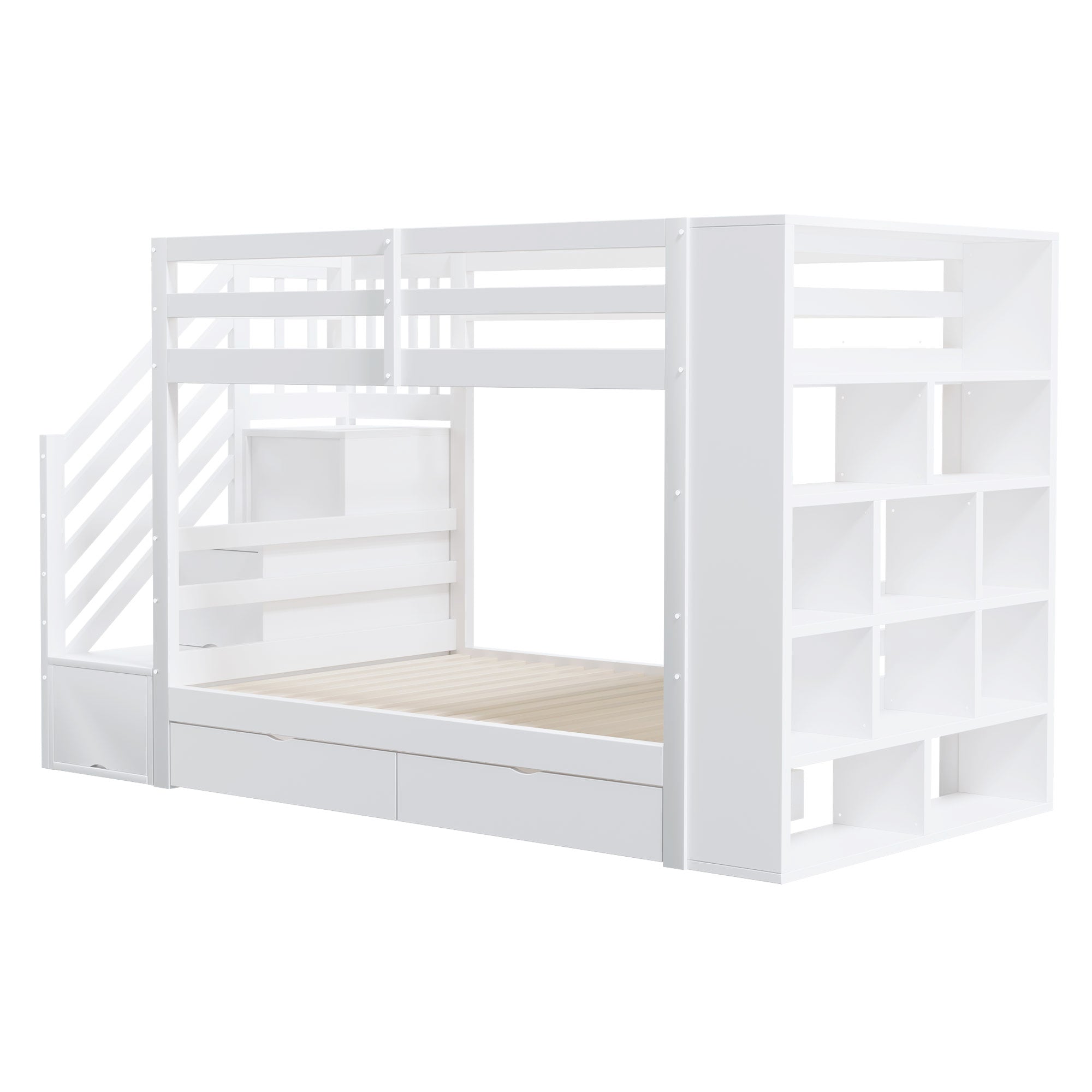 Logidon stapelbed 90x200 cm met veiligheidstrap en opbergruimte wit