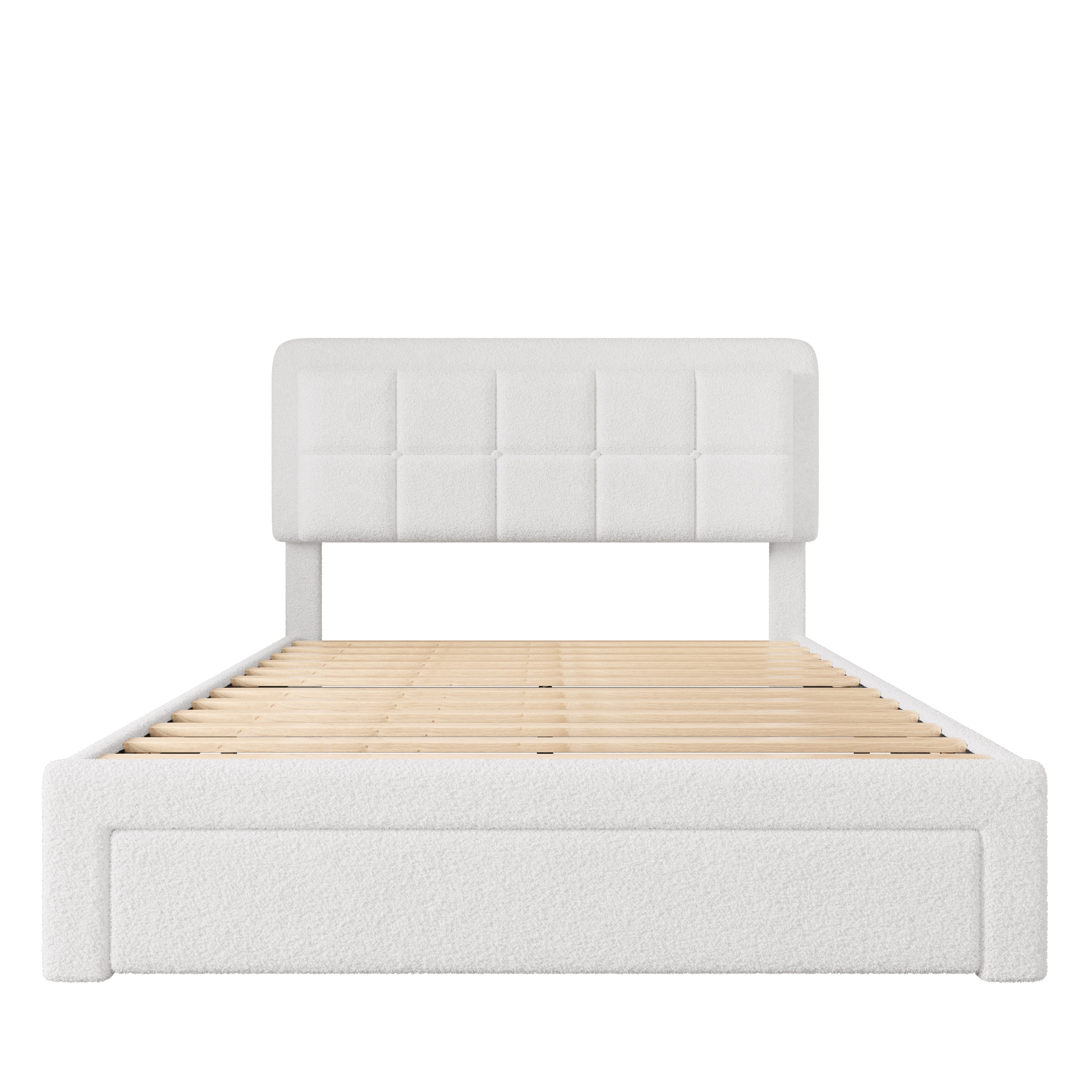 Logidon bedframe wit fluweel 160x200 cm met teddy fluwelen hoes