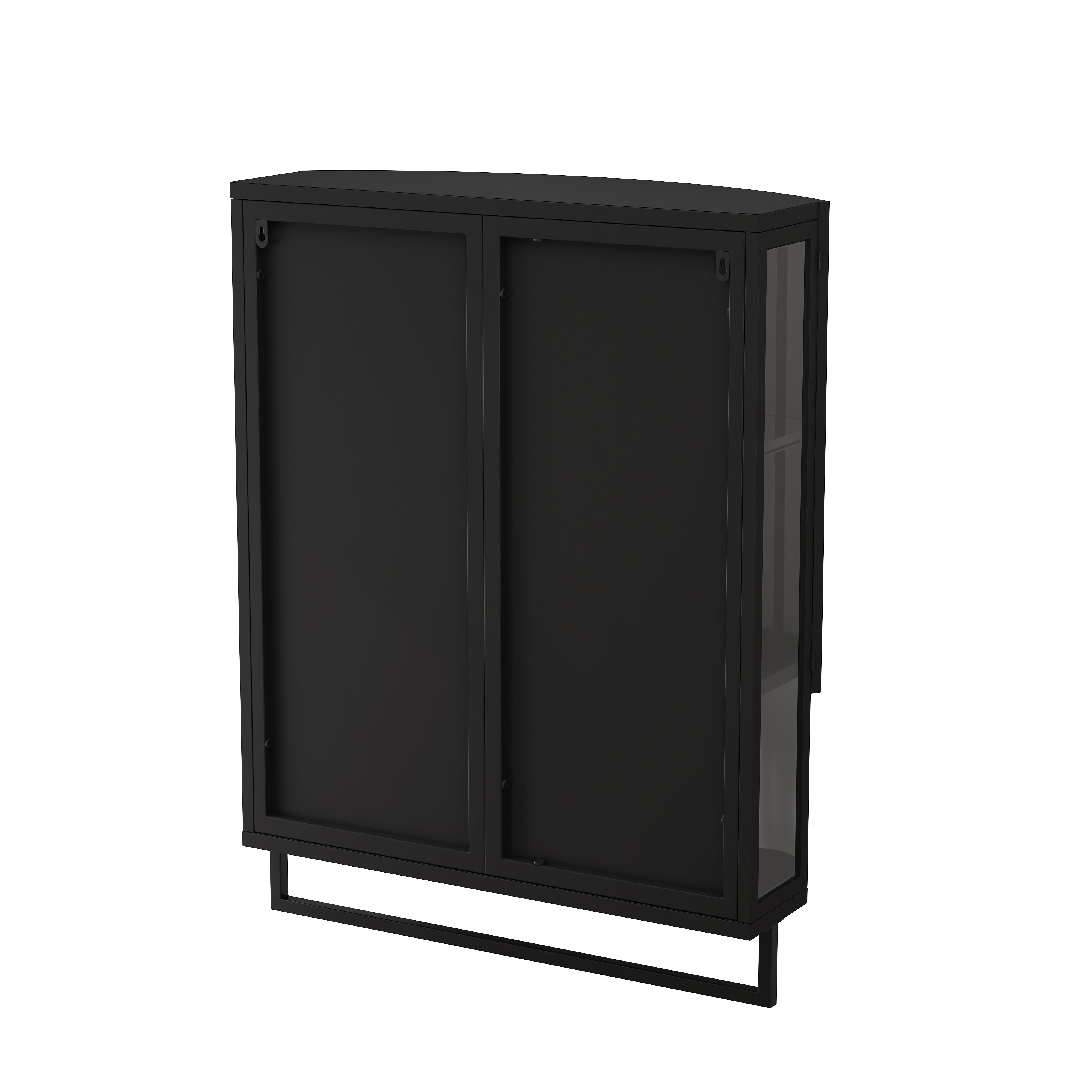 Logidon 60 cm moderne kledingkast zwart met onbreekbare spiegel