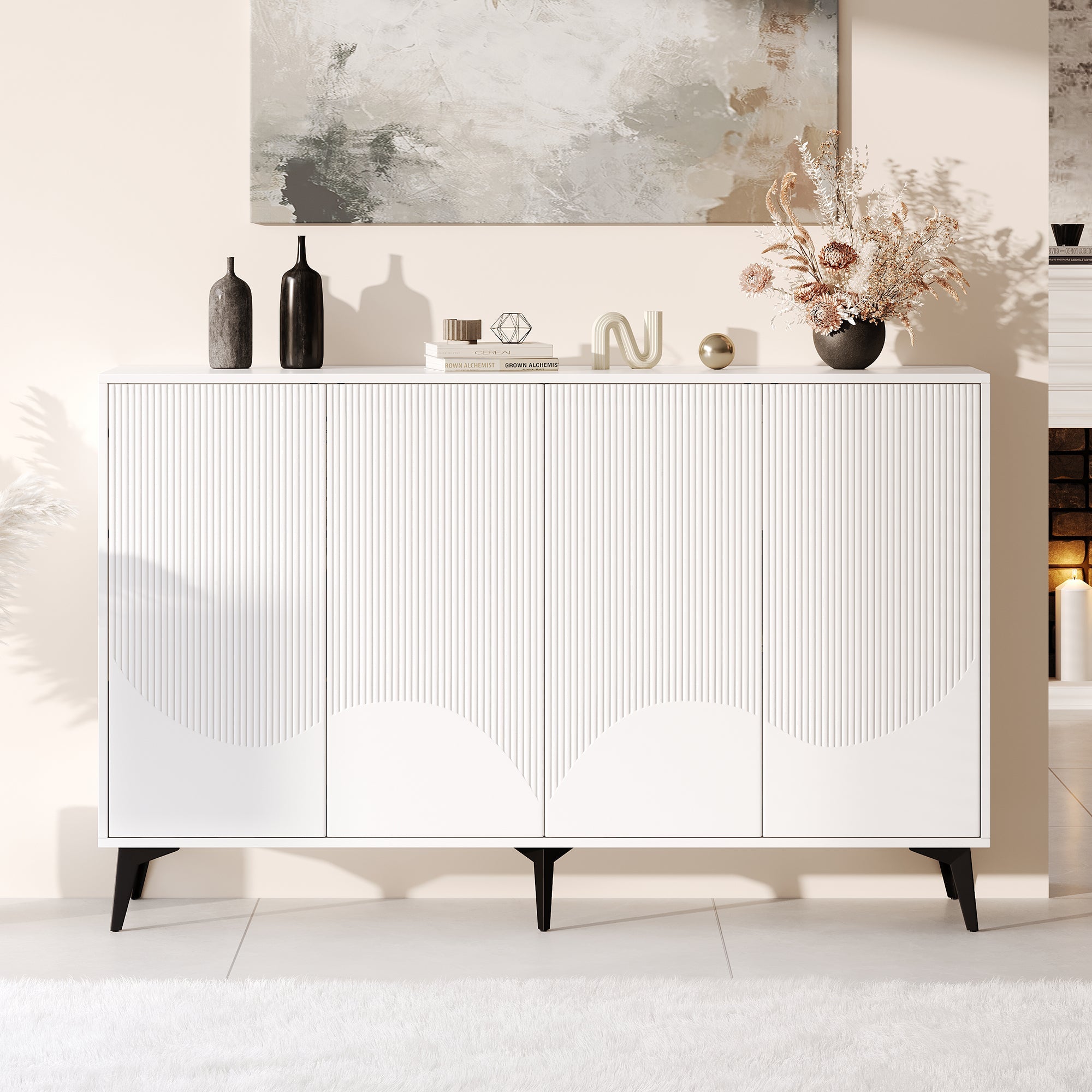 Logidon Wit Dressoir, 160 cm breed, verstelbare planken
