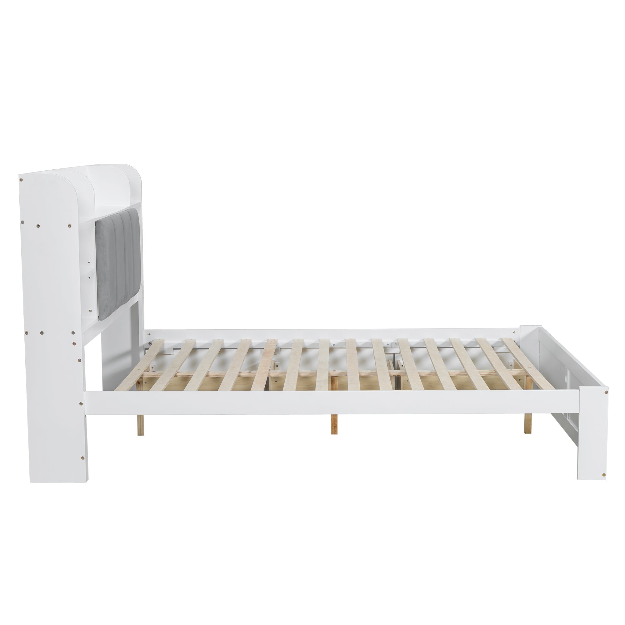 Logidon tweepersoonsbed 160x200 witgrijs, open plank en drie lades