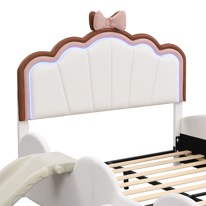 Logidon 90x200 cm Butterfly Bed With LED Color Changing Pink White