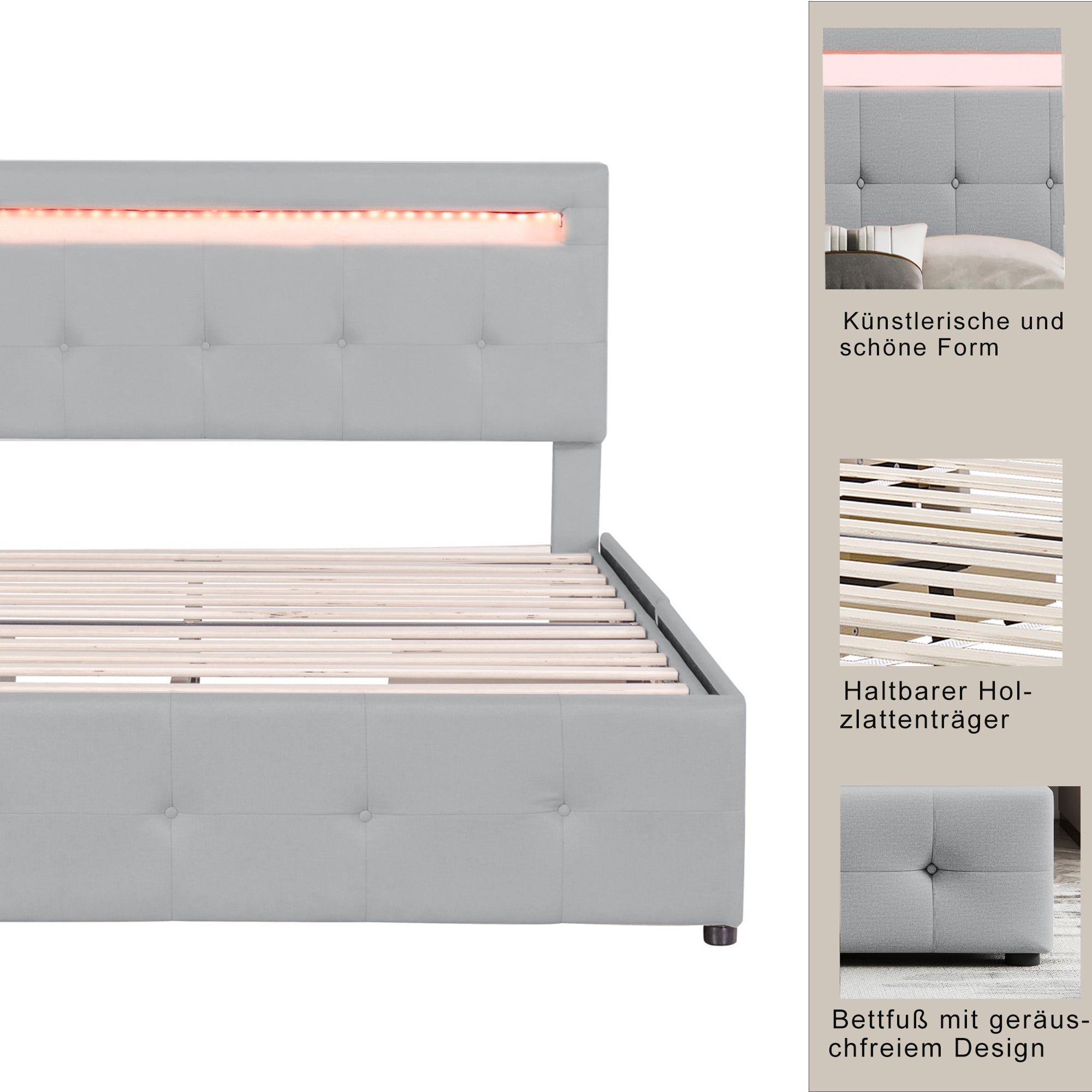 Logidon gestoffeerd bed 140x200 cm met LED hoofdbord en bedkast