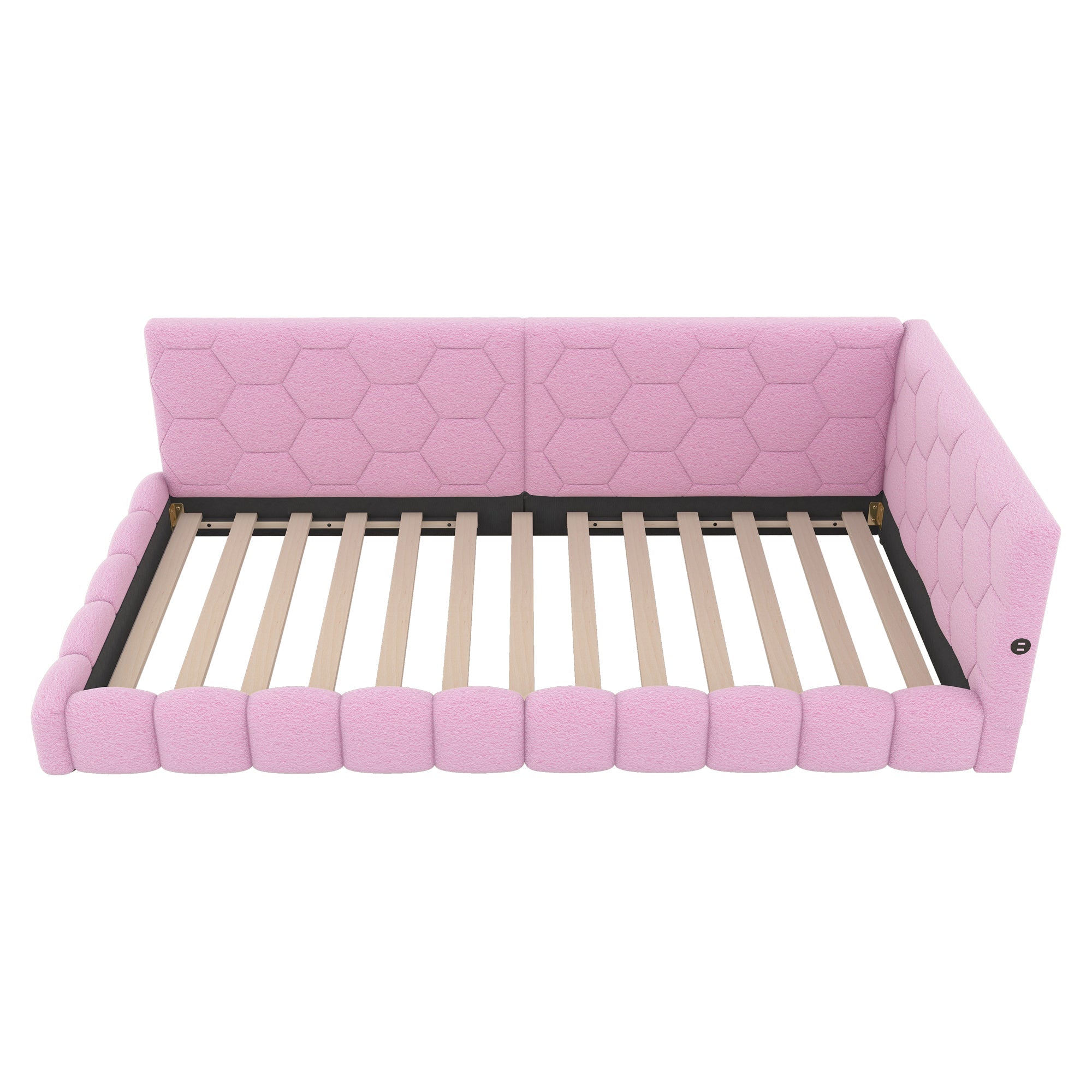 Logidon Daybed 90x200 roze slaapbank met USB TypeC lichte kleuren