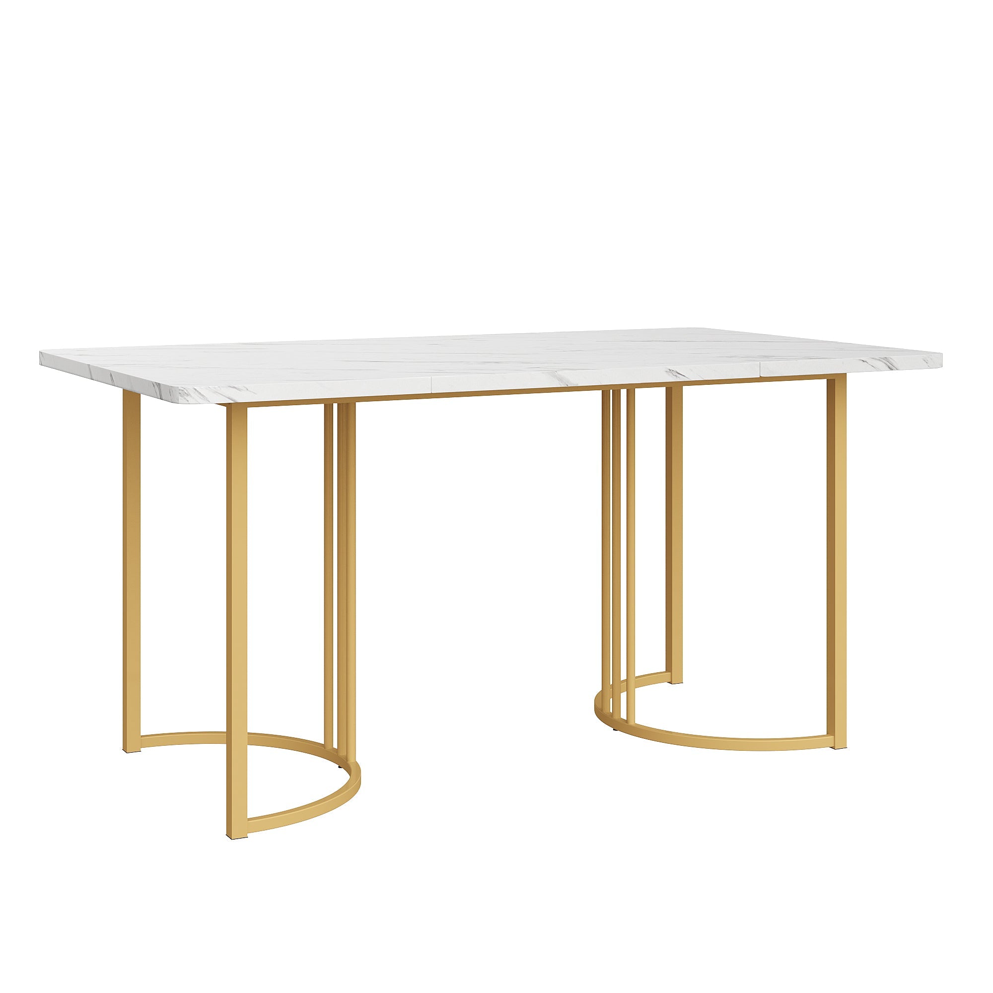 Logidon eettafel 140 x 80 cm wit marmerpatroon gouden metalen poten