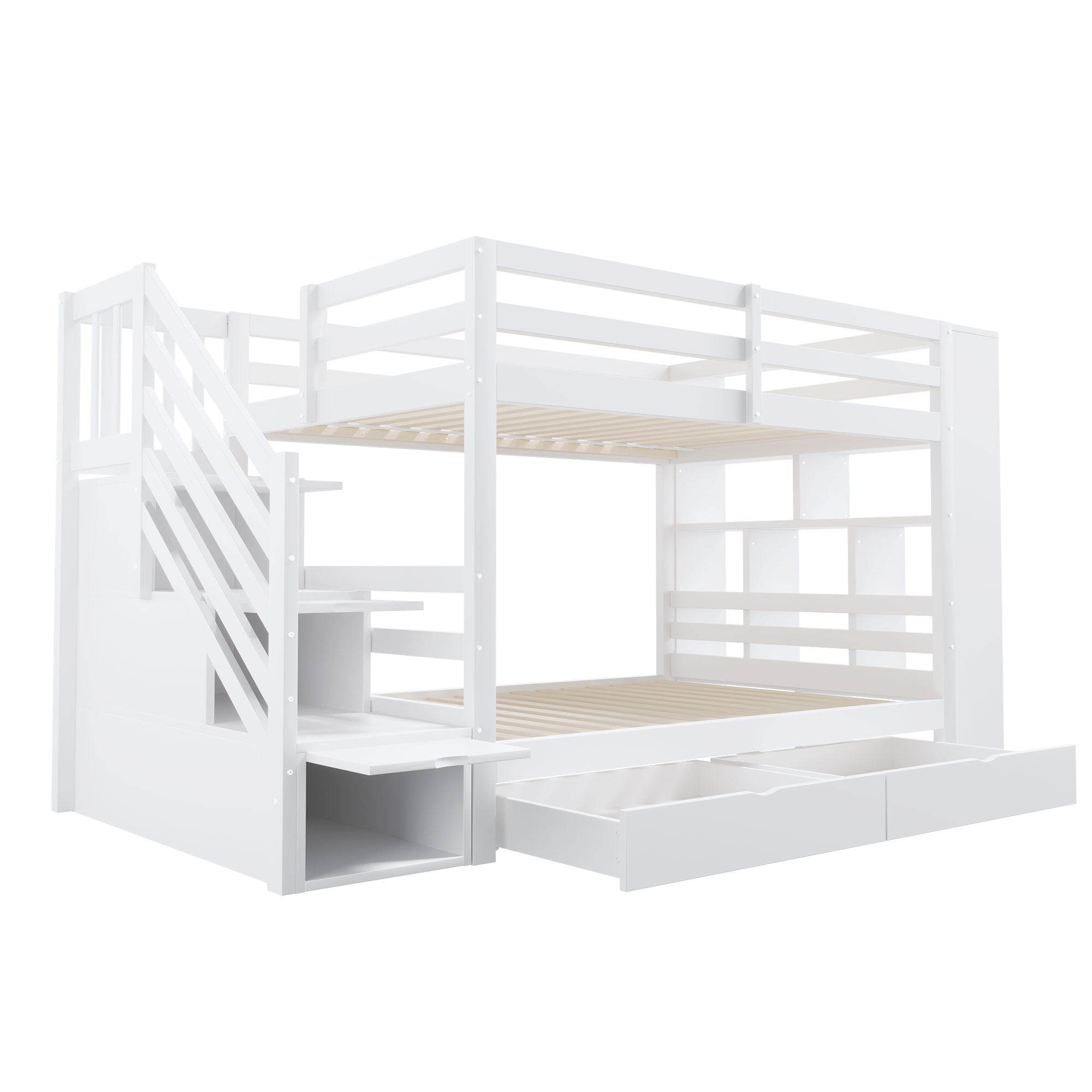 Logidon stapelbed 90x200 cm met veiligheidstrap en opbergruimte wit