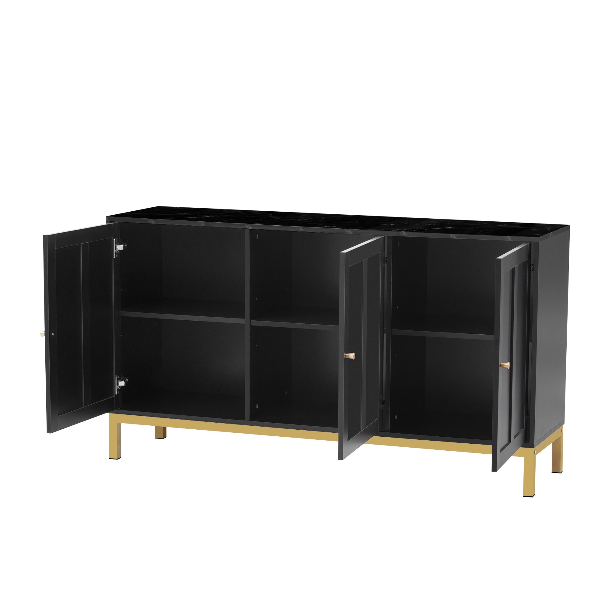 Logidon dressoir 3 deuren zwart MDF met marmerlook 140x40x78