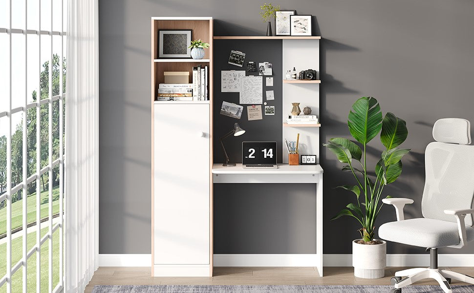 Logidon work table storage white wood contrast 123.5x45x168.5 cm
