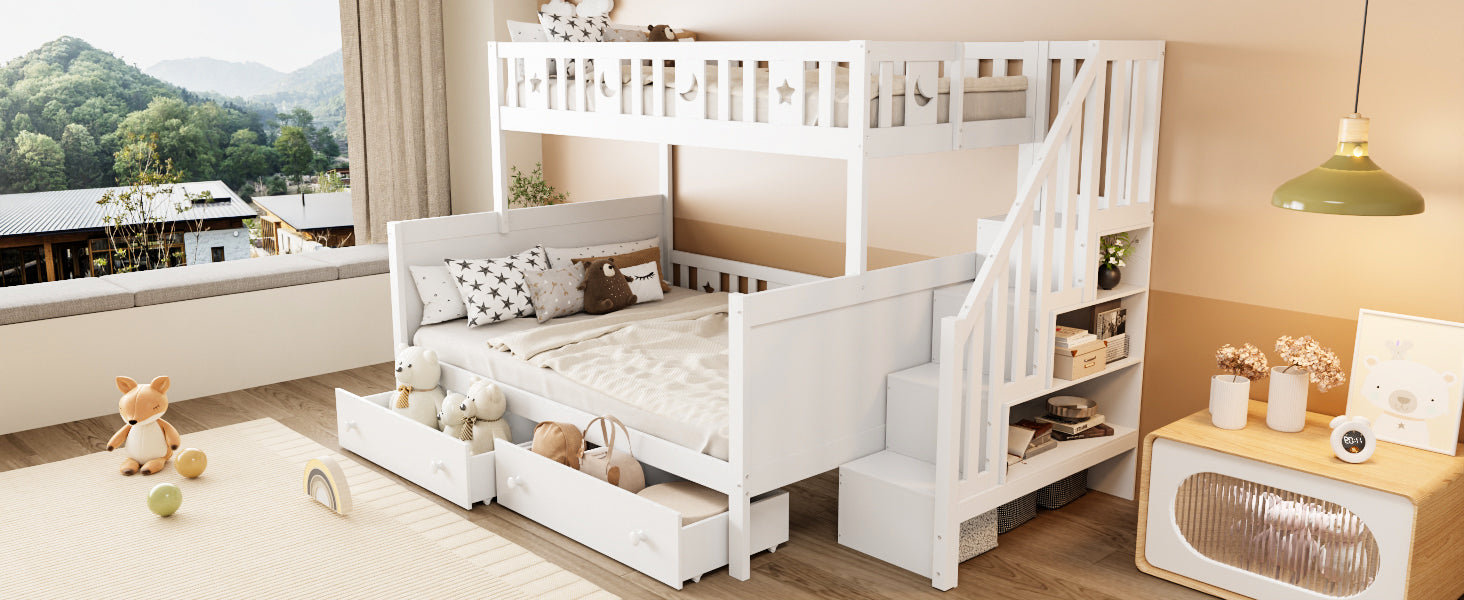 Logidon kinderstapelbed 90x200/140x200 wit met veiligheidstrap