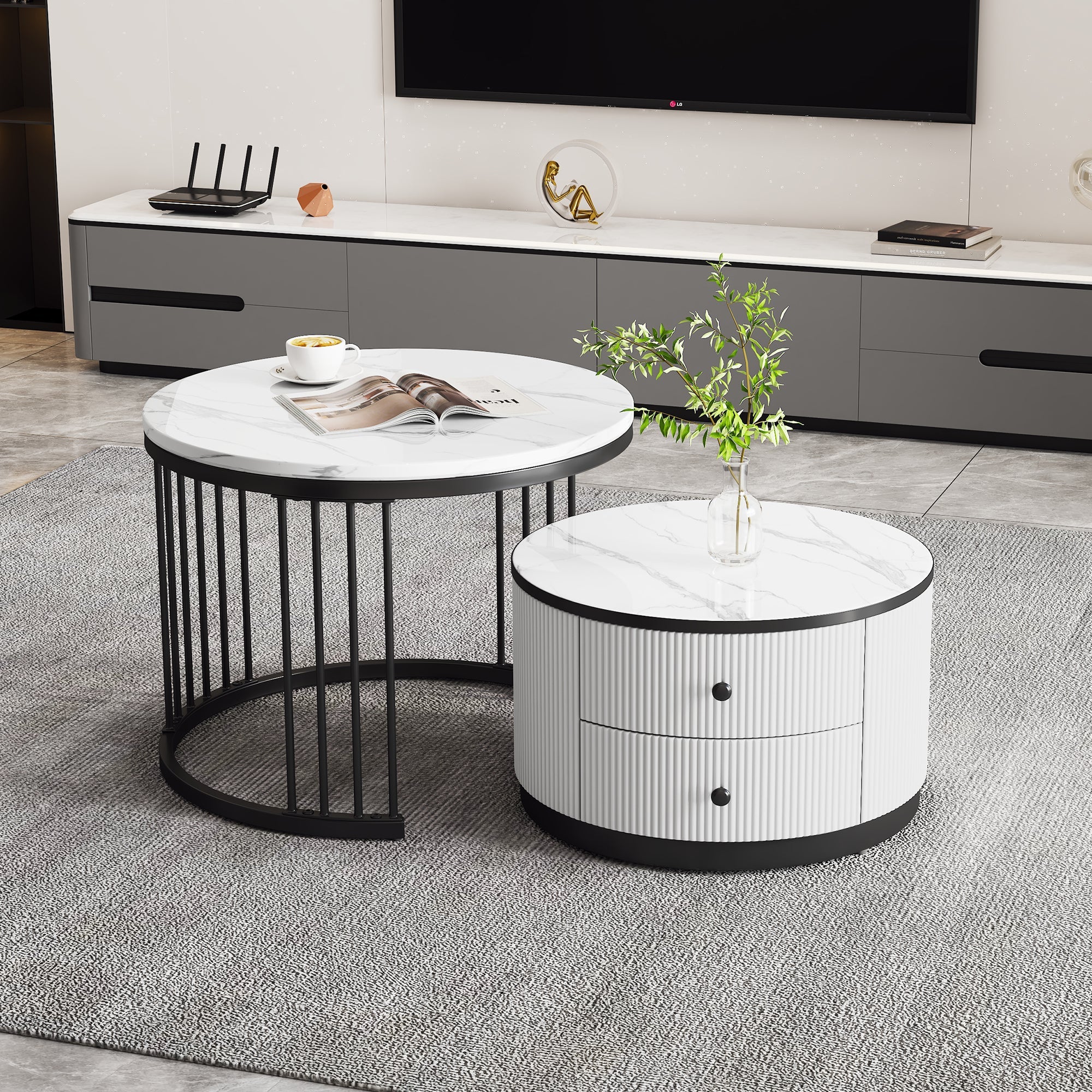 Logidon Elegante salontafelset in nestvorm wit 60x60 en 50x50