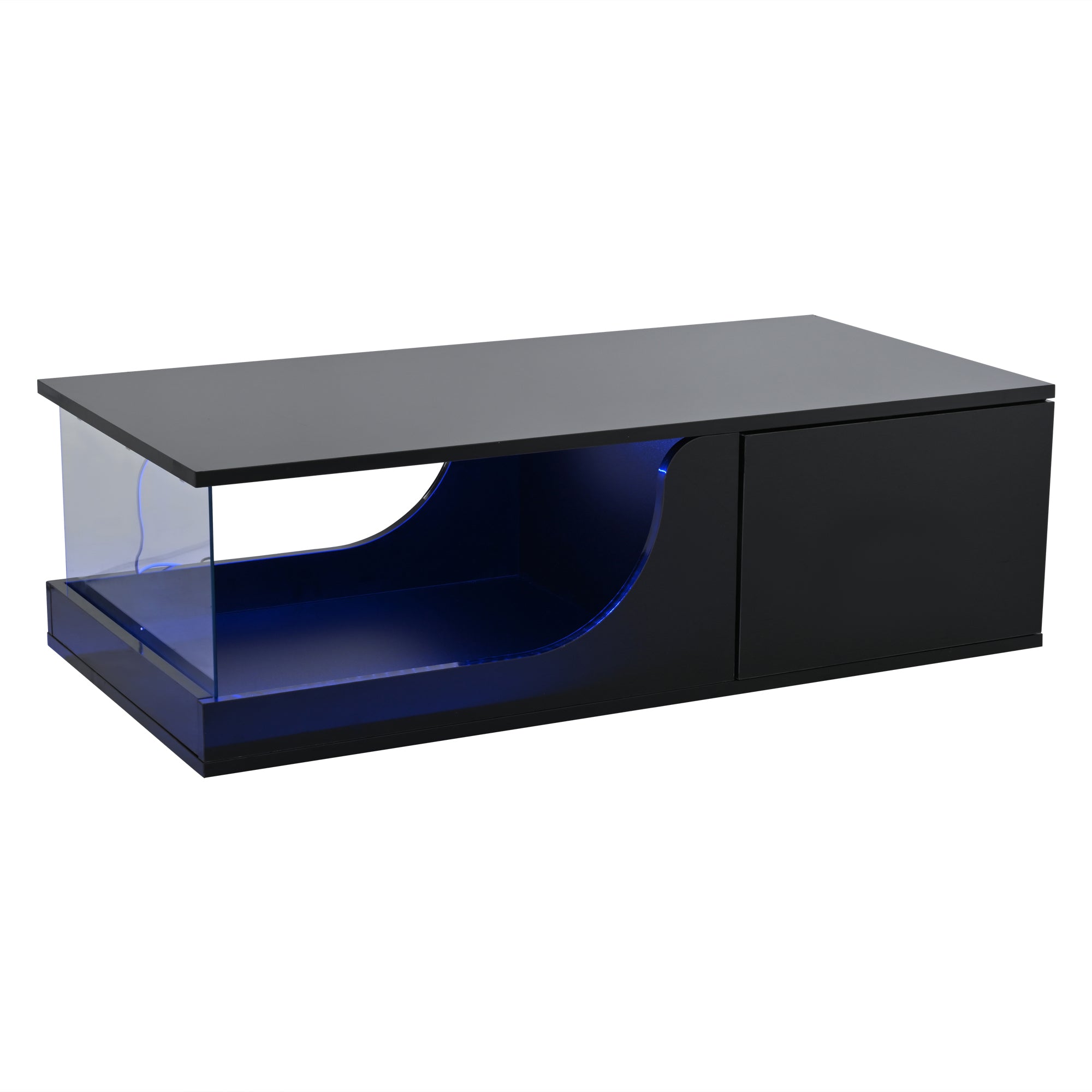 Logidon Zwarte hoogglans salontafel 100x50x30 cm LED-verlichting