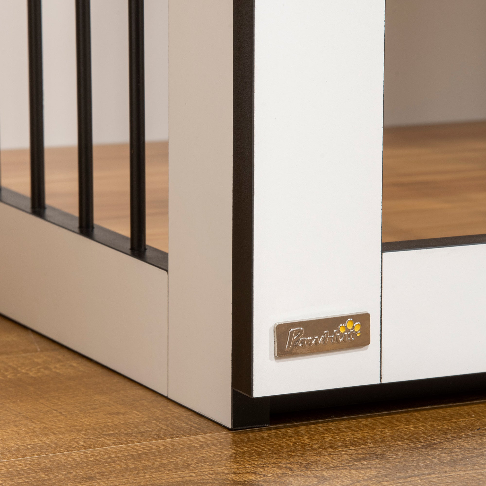 Logidon Hondenkooi met slot 106x60x76 cm Donker Walnoot Wit